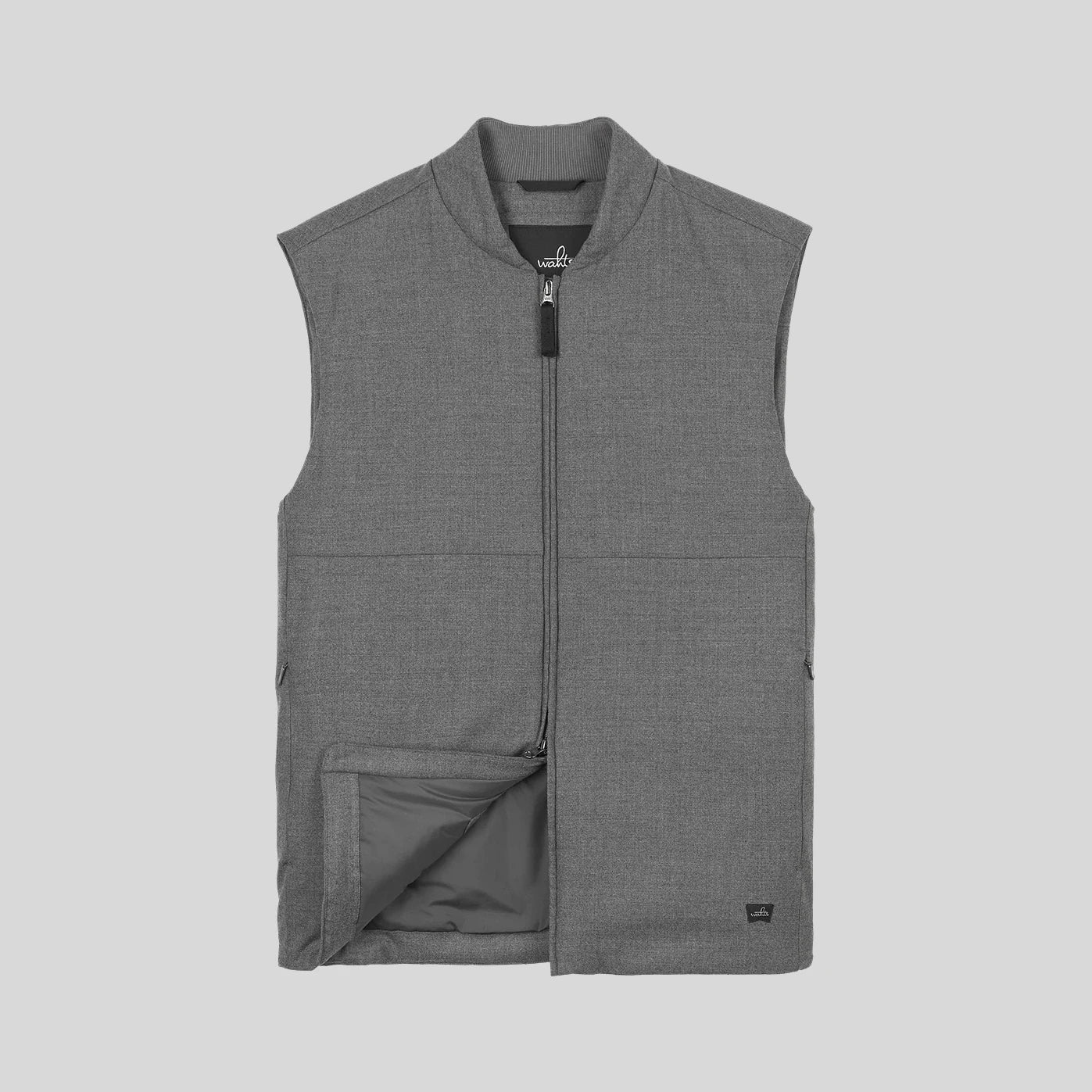WAHTS MITCH STRETCH WOOL BOMBER VEST MID GREY