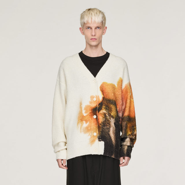 Y-3 GRAPHIC KNIT CARDIGAN