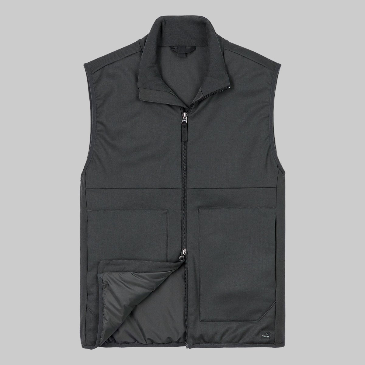 wahts adkins anthracite wool vest with zip closure-hombre amsterdam