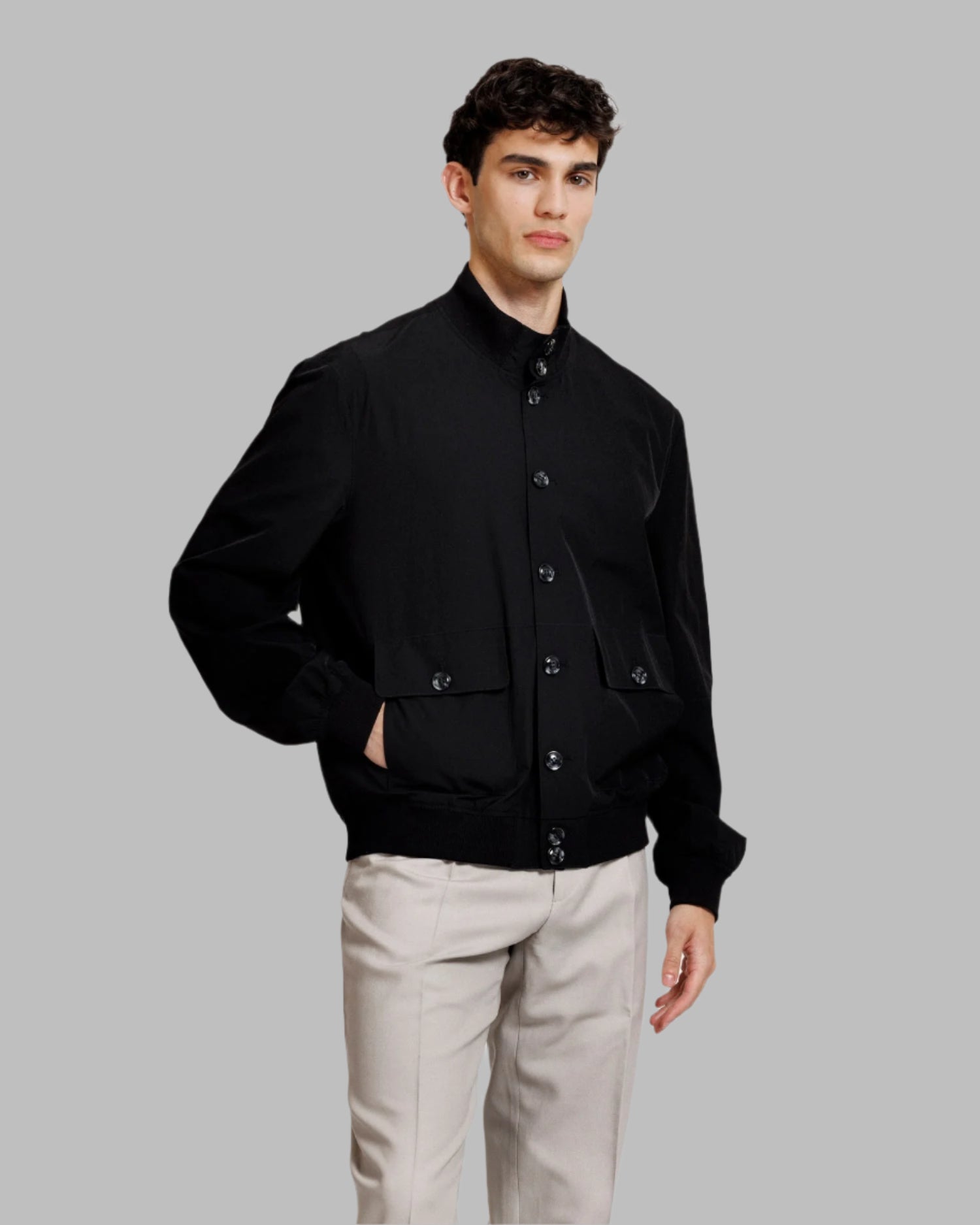 ALTER EGO STRETCH NYLON JACKET BLACK - Hombre Amsterdam