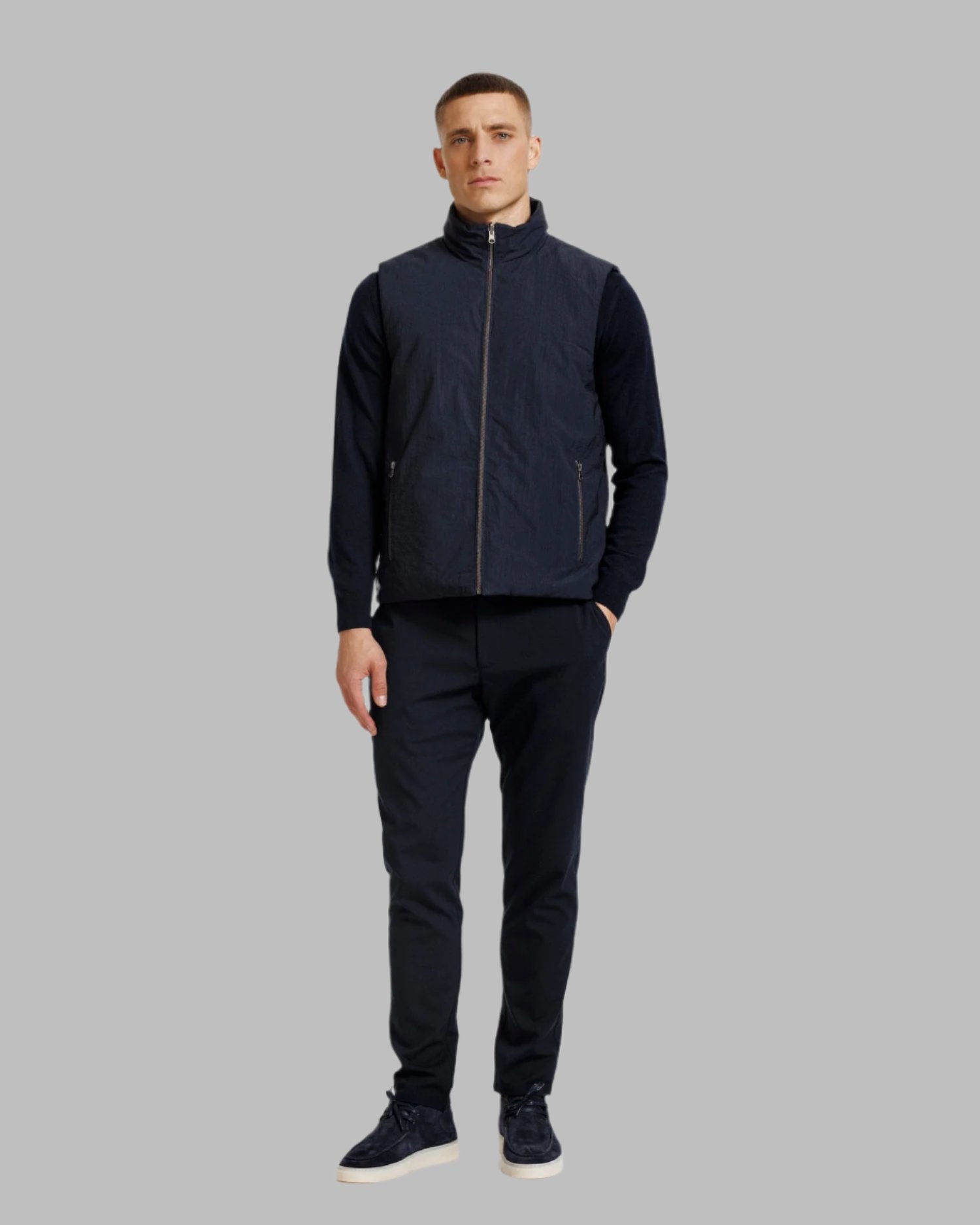 ALTER EGO REVERSIBLE SUEDE COTTON BODYWARMER WITH ZIP CLOSURE - Hombre Amsterdam