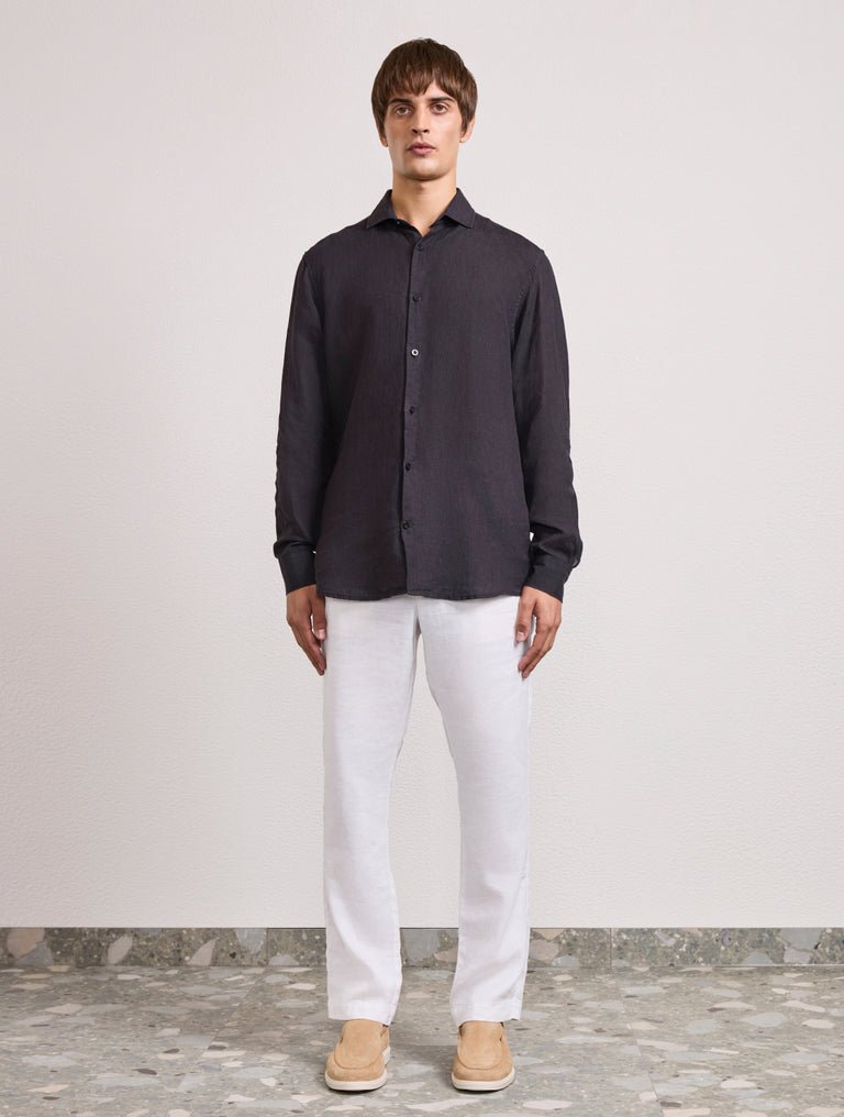 Antonio Linen Shirt Black - Hombre Amsterdam
