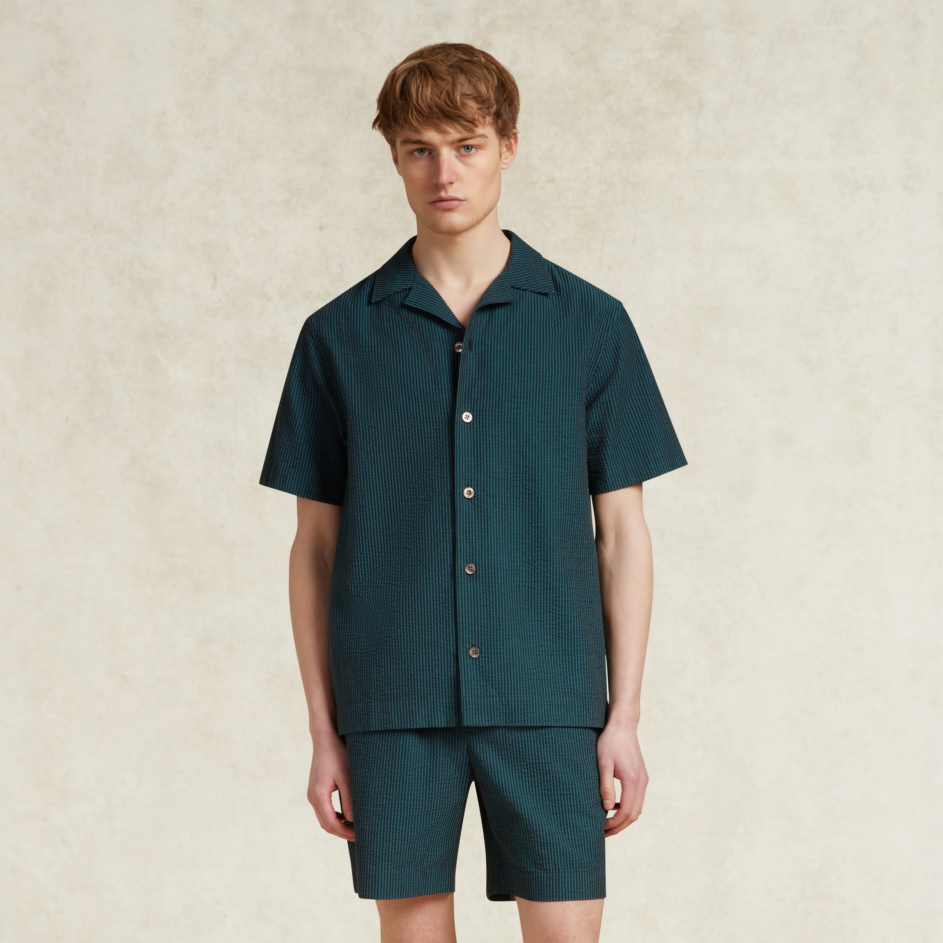 CHÉ CAUTO SEERSUCKER SHIRT GREEN- Hombre Amsterdam