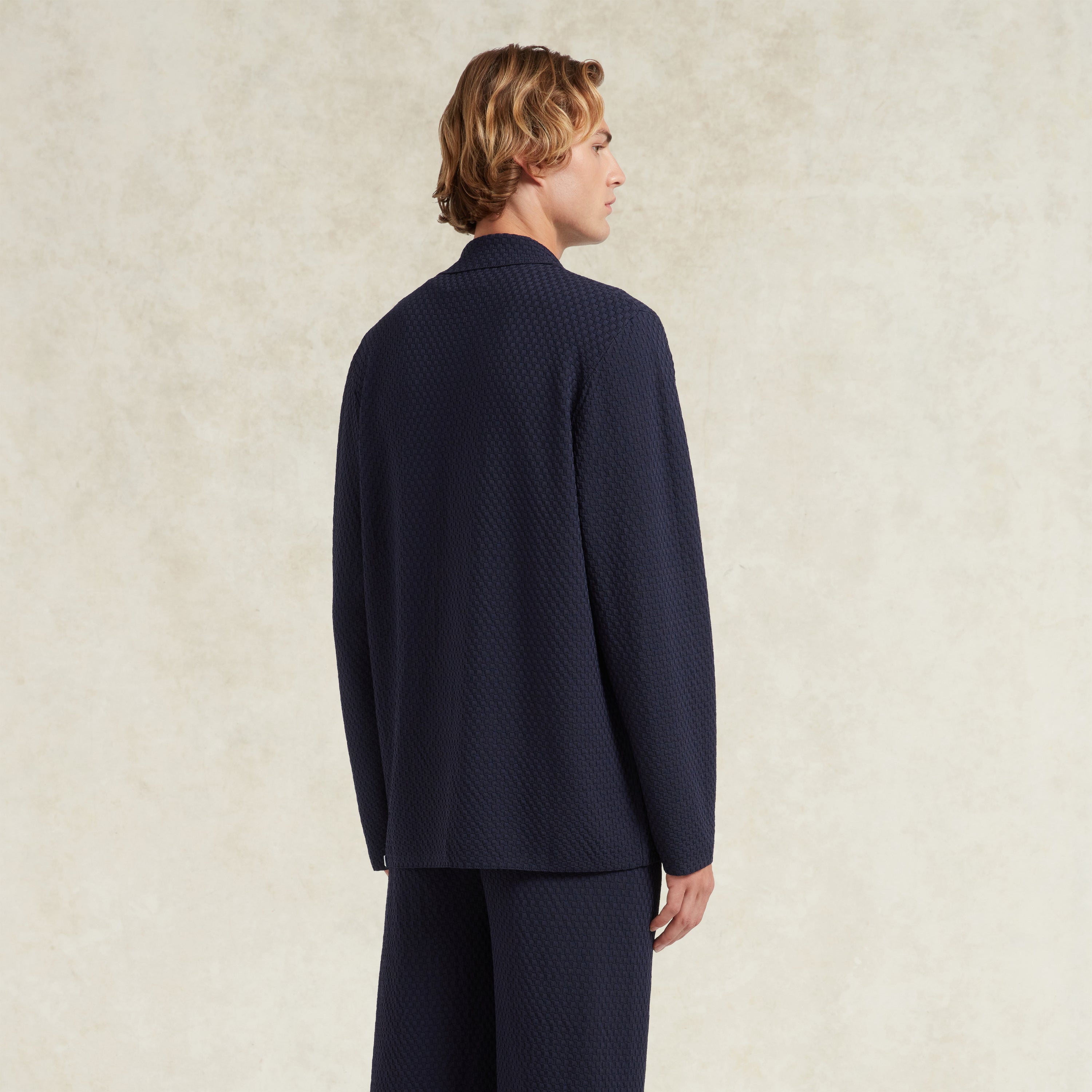 CHÉ GARCIA KNITTED BLAZER NAVY VISCOSE DOUBLE BREASTED - Hombre Amsterdam