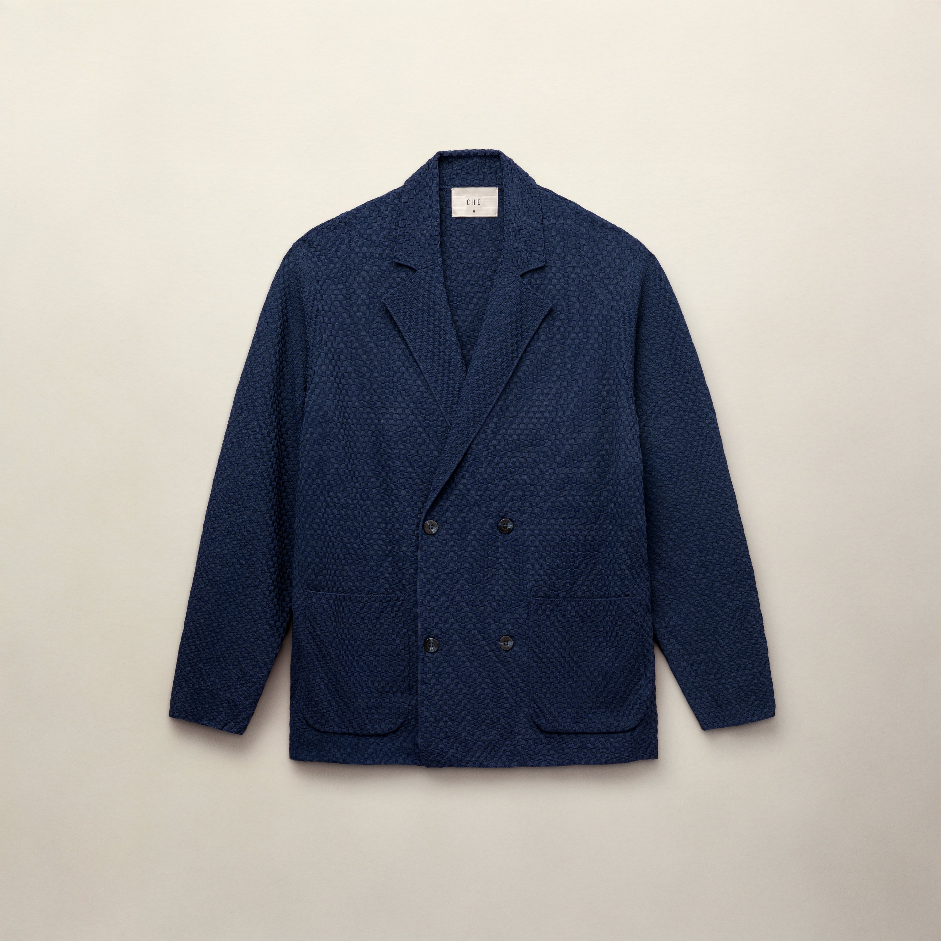 CHÉ GARCIA KNITTED BLAZER NAVY  VISCOSE DOUBLE BREASTED- Hombre Amsterdam
