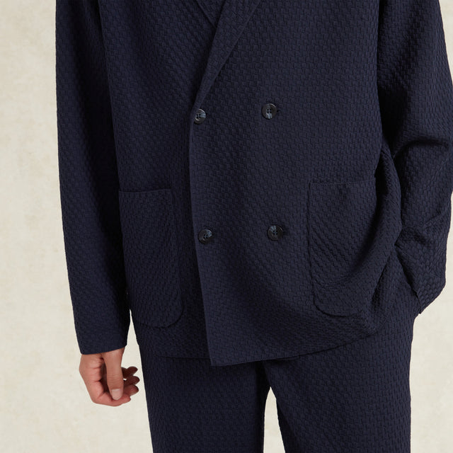 CHÉ GARCIA KNITTED BLAZER NAVY VISCOSE DOUBLE BREASTED - Hombre Amsterdam