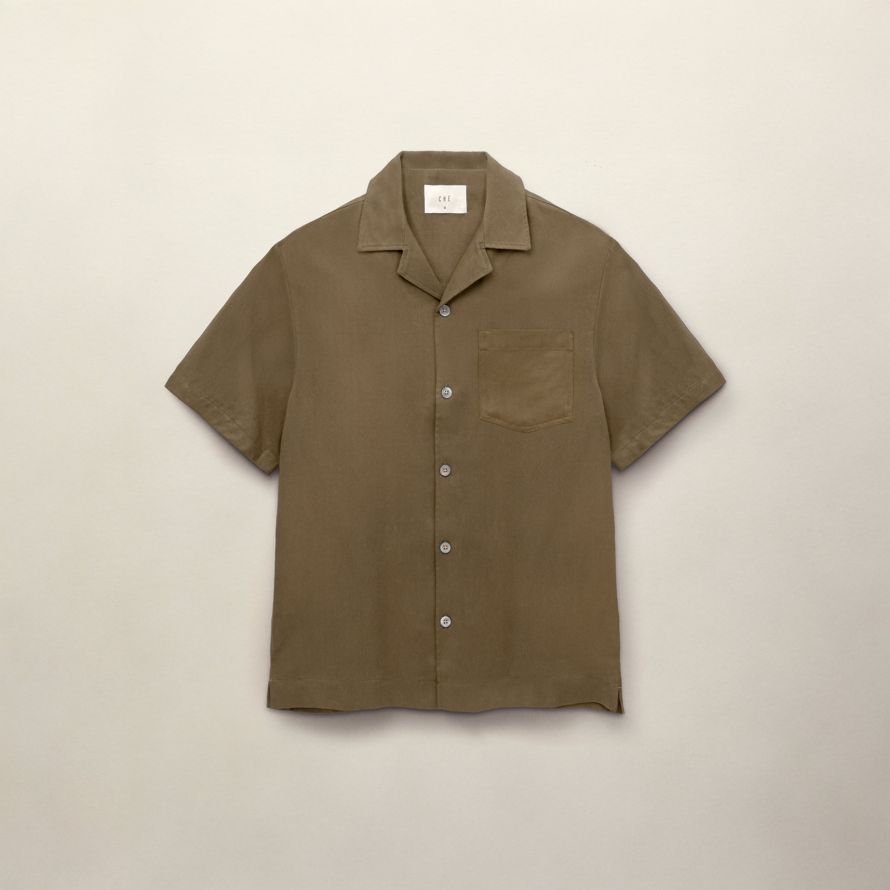CHÉ TENCEL SHIRT KHAKI GREEN SHORT SLEEVE- Hombre Amsterdam