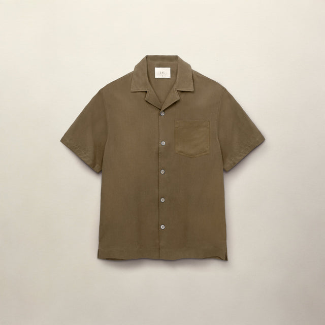 CHÉ TENCEL SHIRT KHAKI GREEN SHORT SLEEVE- Hombre Amsterdam