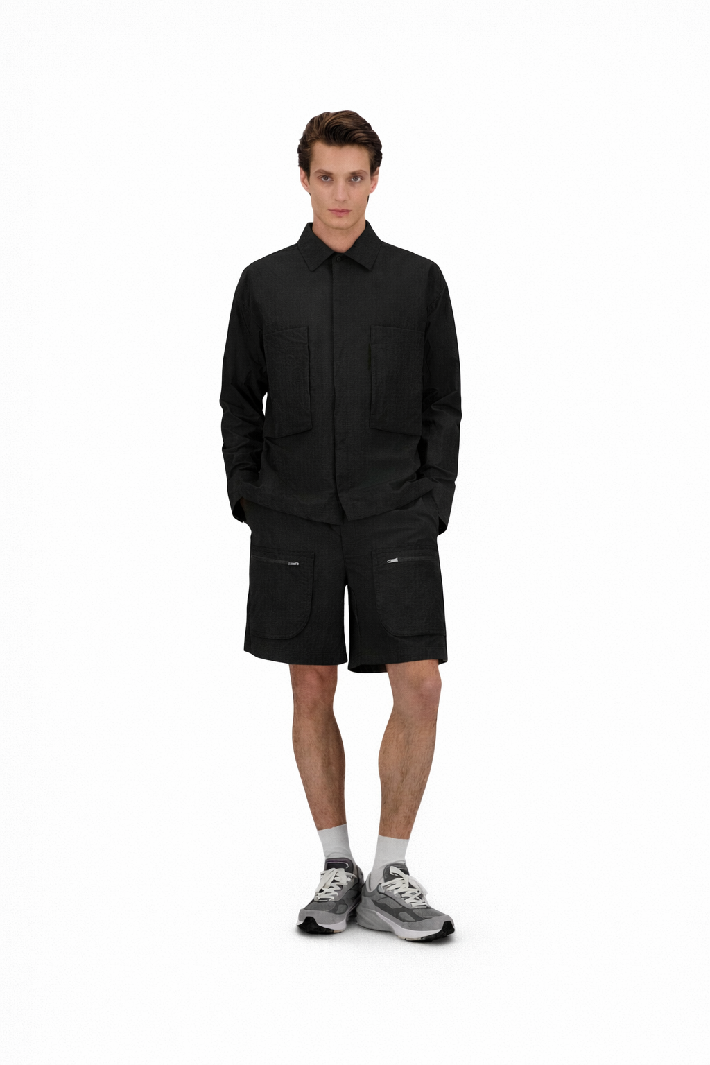 Short In Tech-Crinckle Black- Hombre Amsterdam