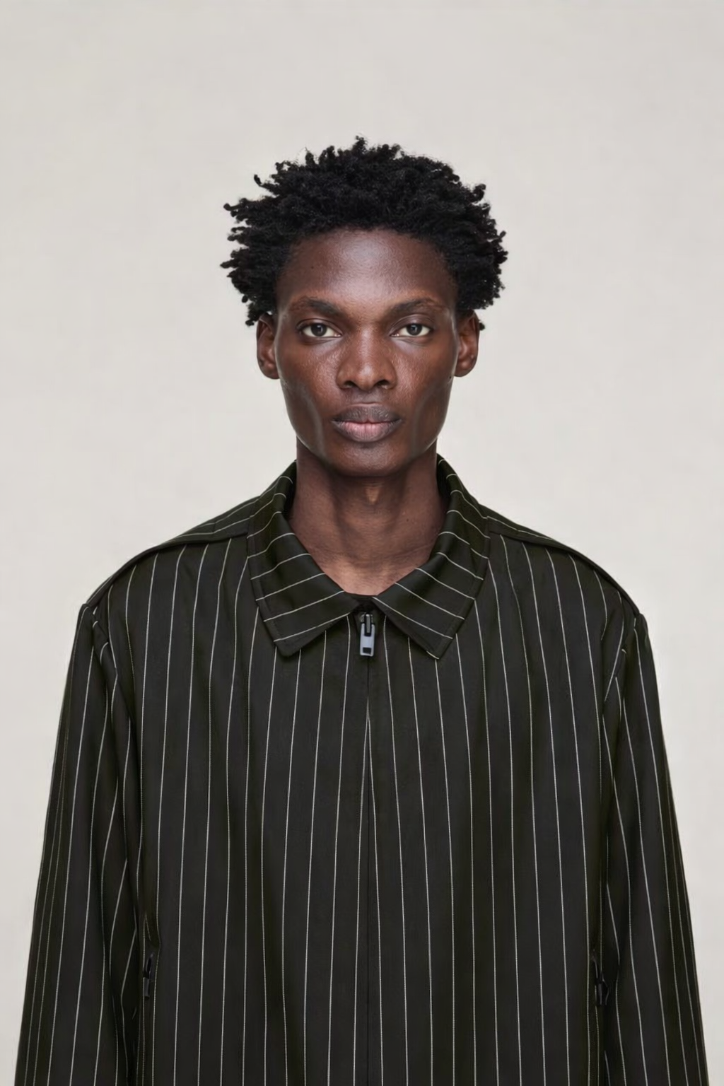 Y-3 REFINED WOOL BLOUSON BLACK CHALK WITH ZIP CLOSURE-HOMBRE AMSTERDAM