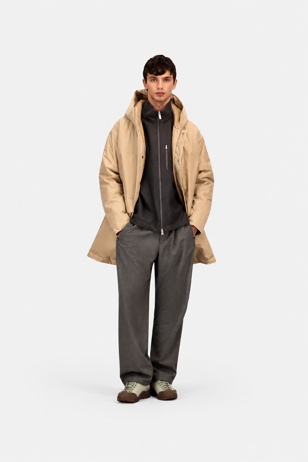 Jacket In Compact Wool Grey- Hombre Amsterdam