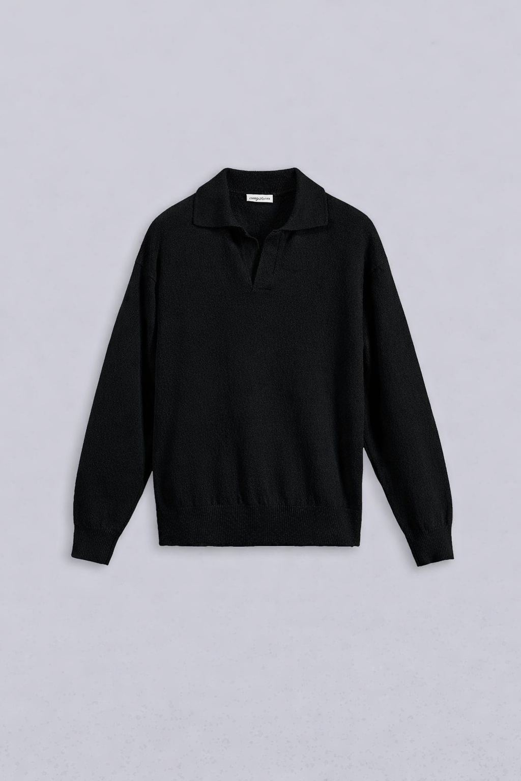Textured Knit Polo Black- Hombre Amsterdam