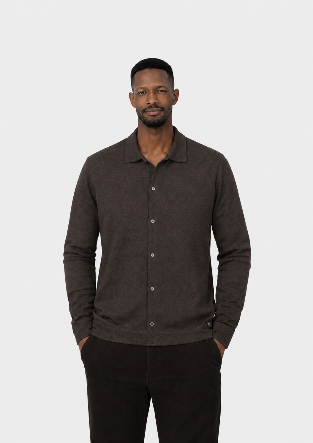 Pearson Merino Cardigan Dark Brown Melange- Hombre Amsterdam