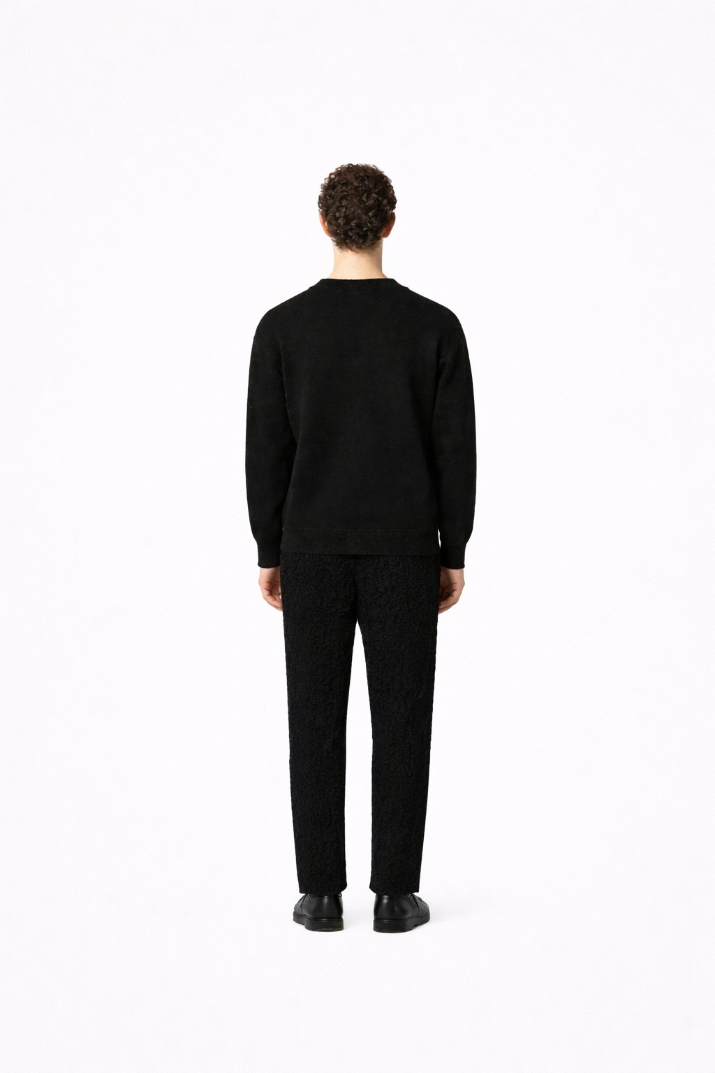 Textured Crew Neck Sweat Black- Hombre Amsterdam