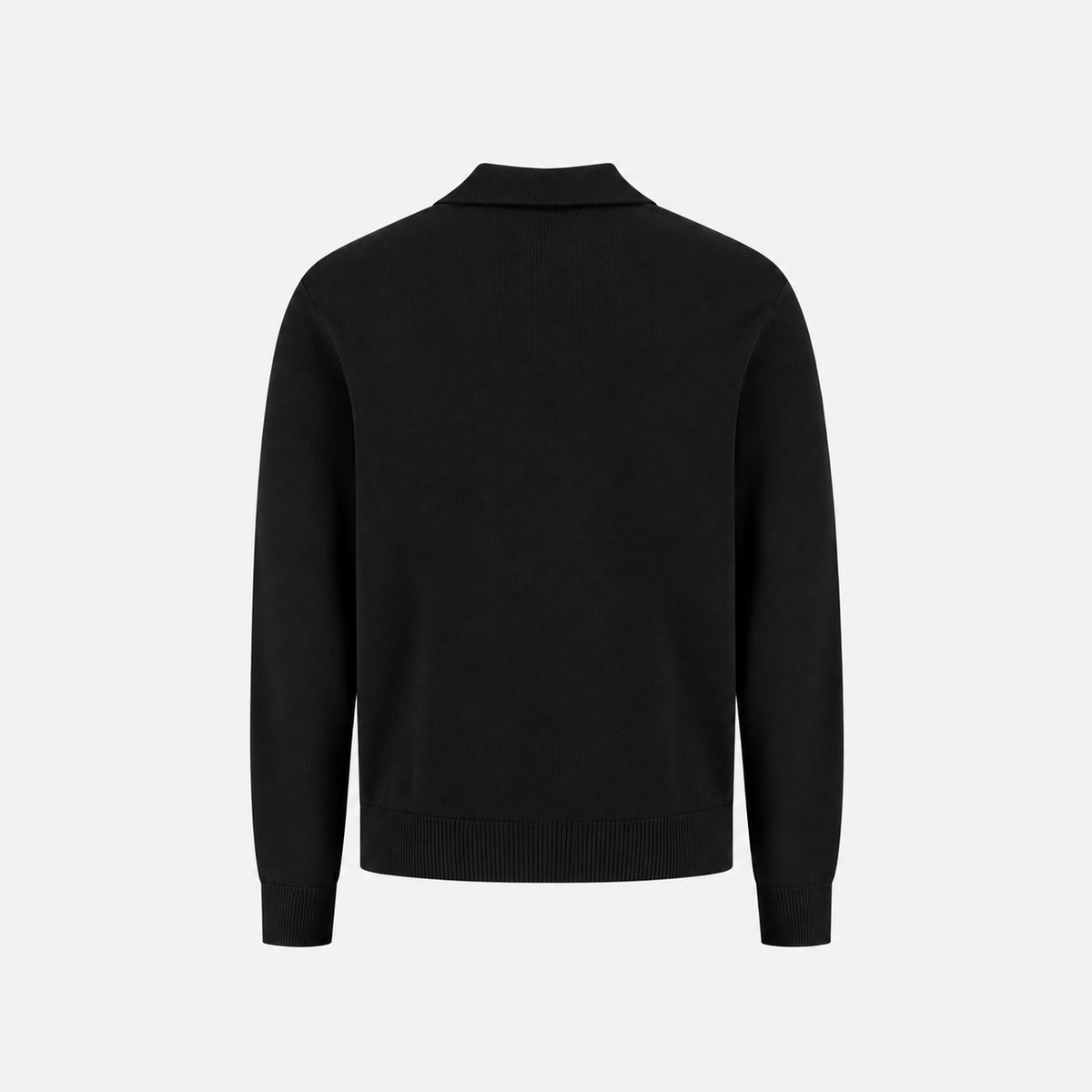 Crawford Cotton Merino Buttoned Polo Pure Black- Hombre Amsterdam