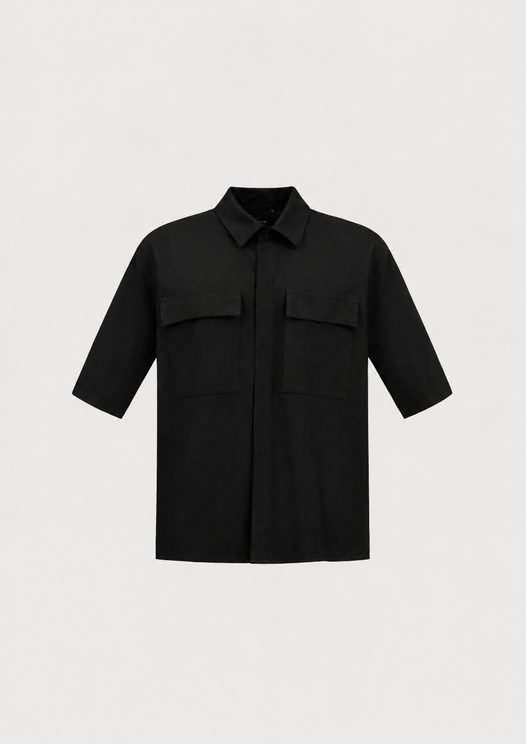 Wool Shirt Short Sleeves Black- Hombre Amsterdam