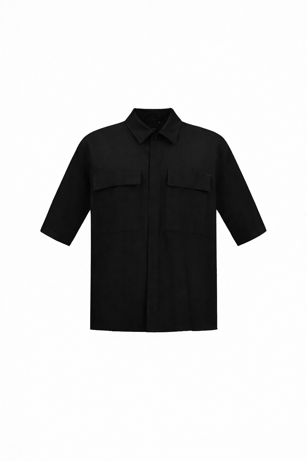 Wool Shirt Short Sleeves Black- Hombre Amsterdam