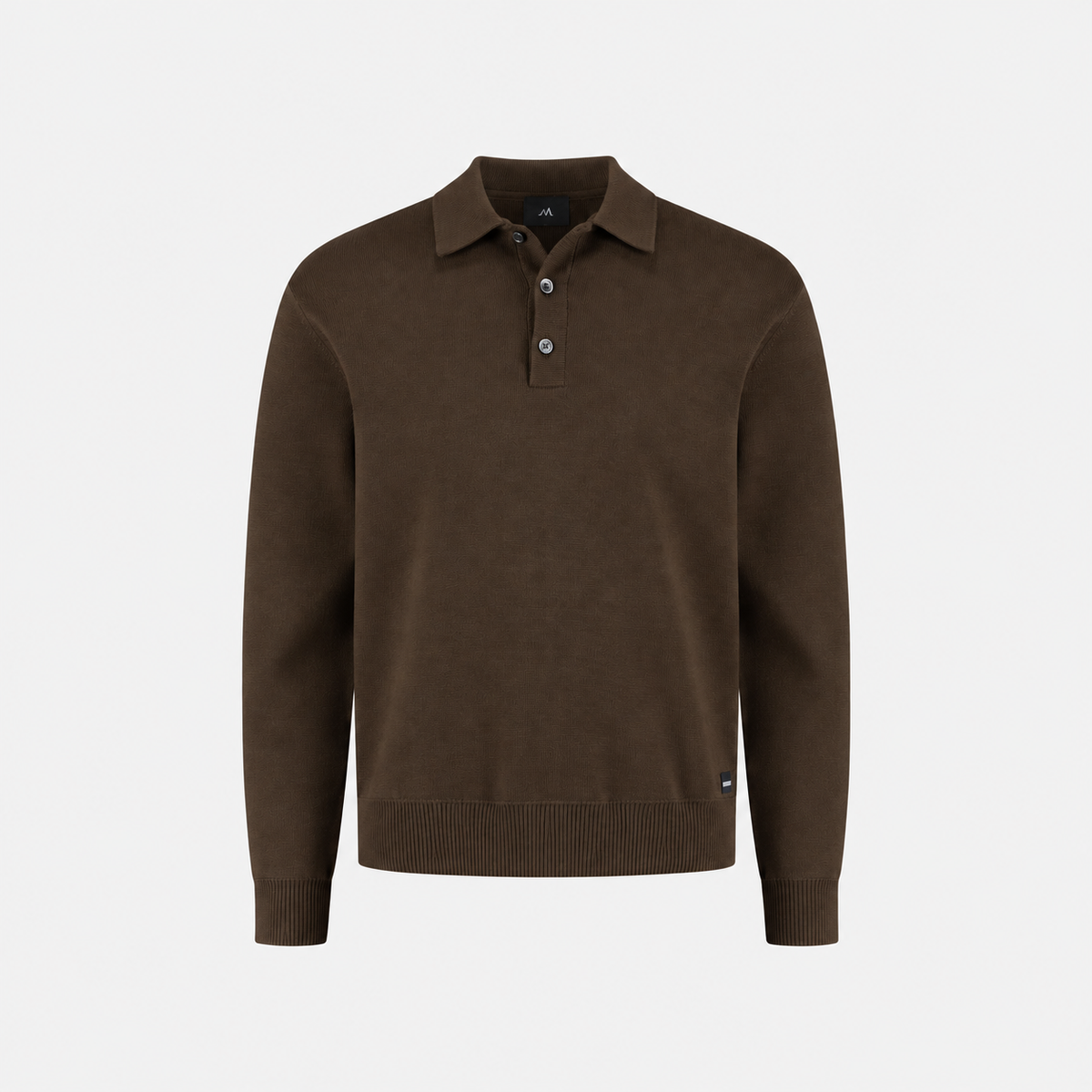 Crawford Cotton Merino Buttoned Polo Dark Olive- Hombre Amsterdam