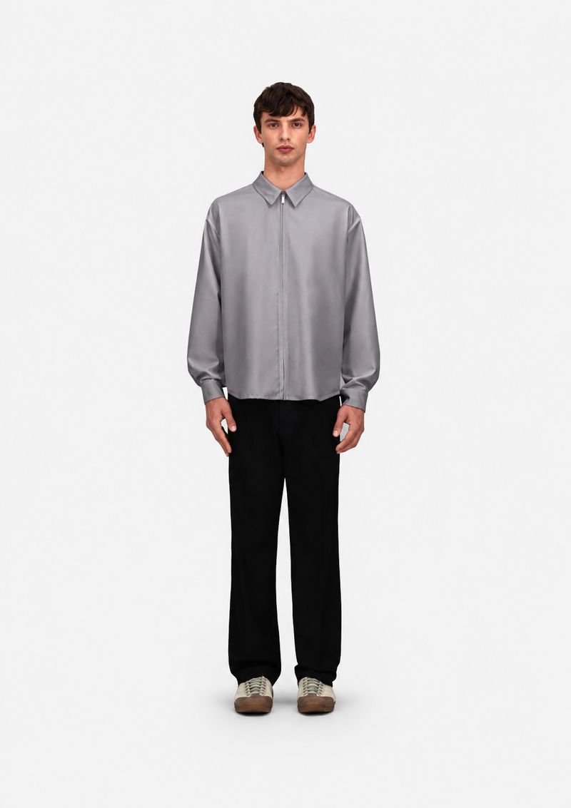 Shirt In Wool Touch Dark Grey