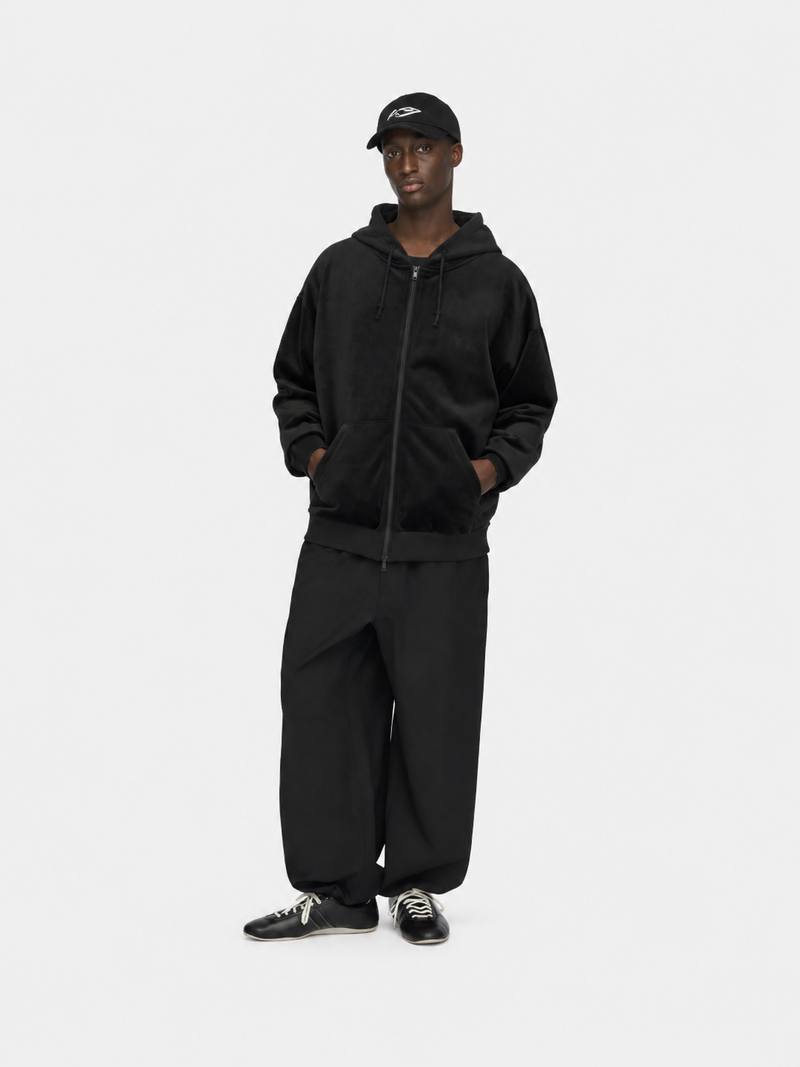 Velvet Corduroy Zip Hoodie Black- Hombre Amsterdam