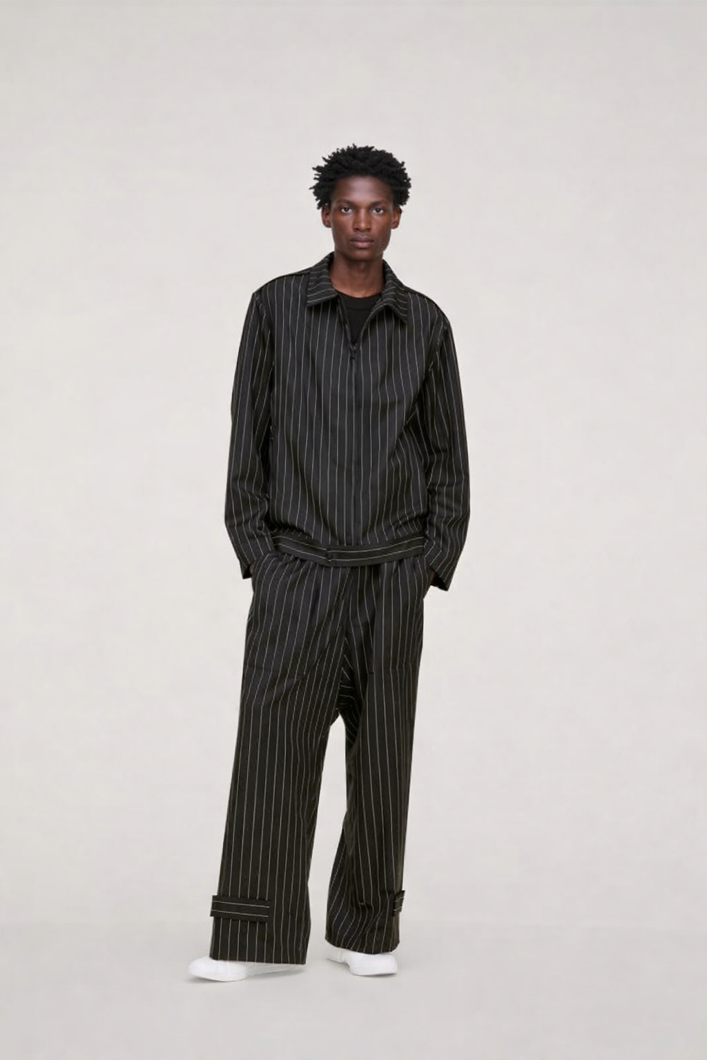 Y-3 REFINED WOOL BLOUSON BLACK CHALK WITH ZIP CLOSURE-HOMBRE AMSTERDAM