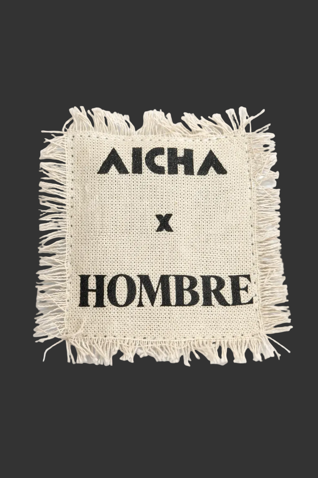 HOMBRE X AICHA LINEN KIMONO BLACK WITH HAND-EMBROIDERED PATCH-HOMBRE AMSTERDAM