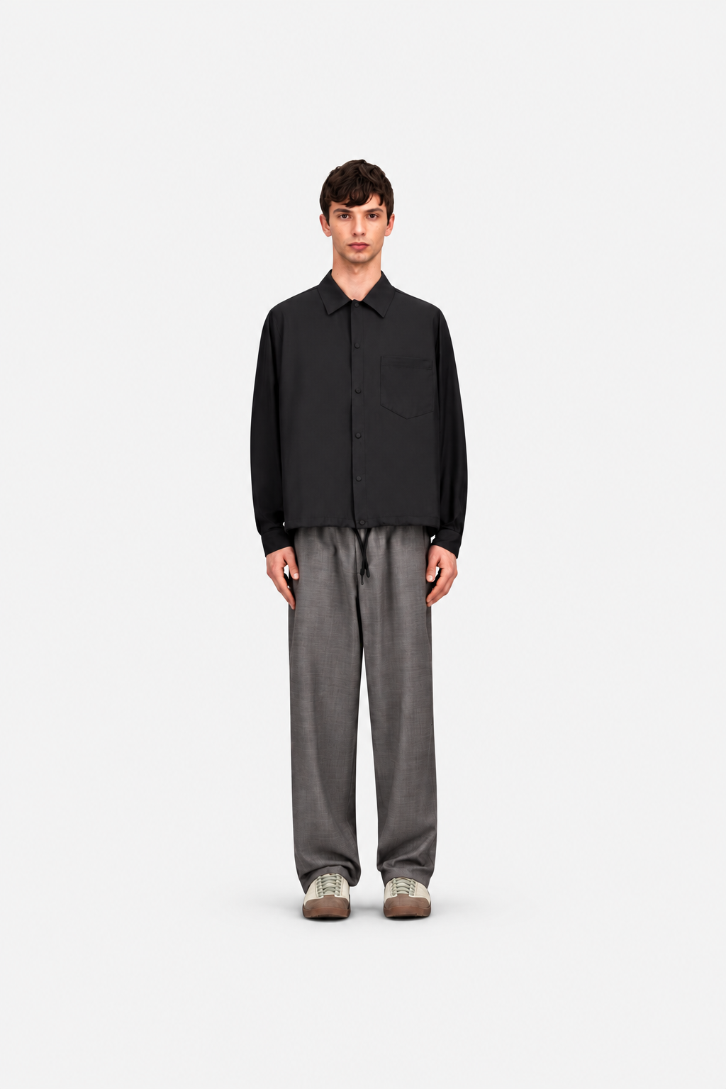 Trousers In Wool Touch Grey- Hombre Amsterdam