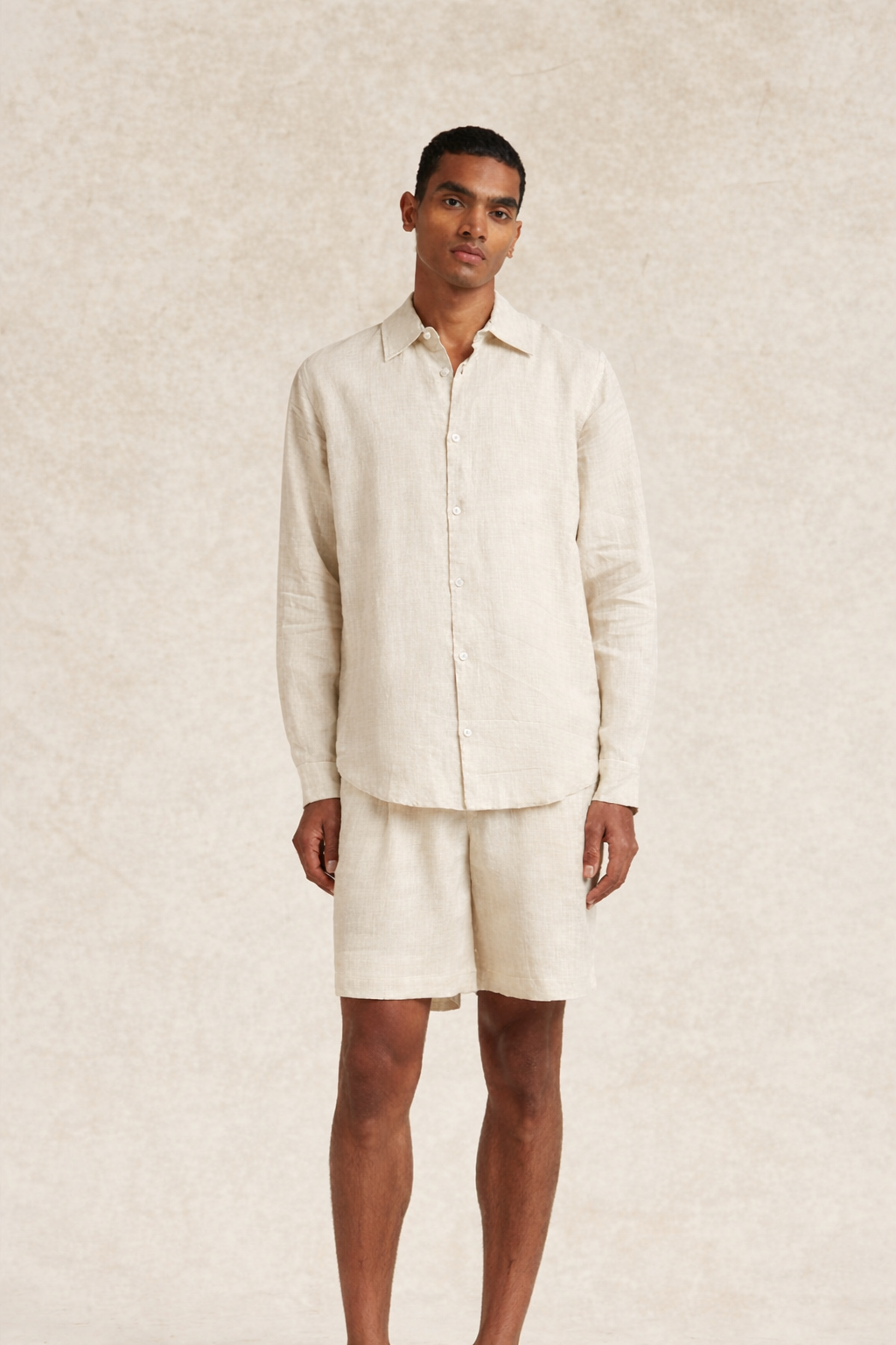 Linen Long Sleeve Shirt Oat- Hombre Amsterdam