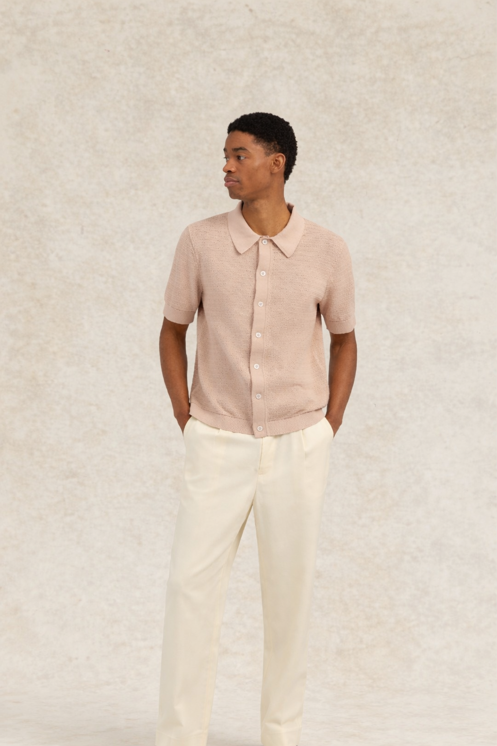 Abilo Button Through Polo Sand- Hombre Amsterdam