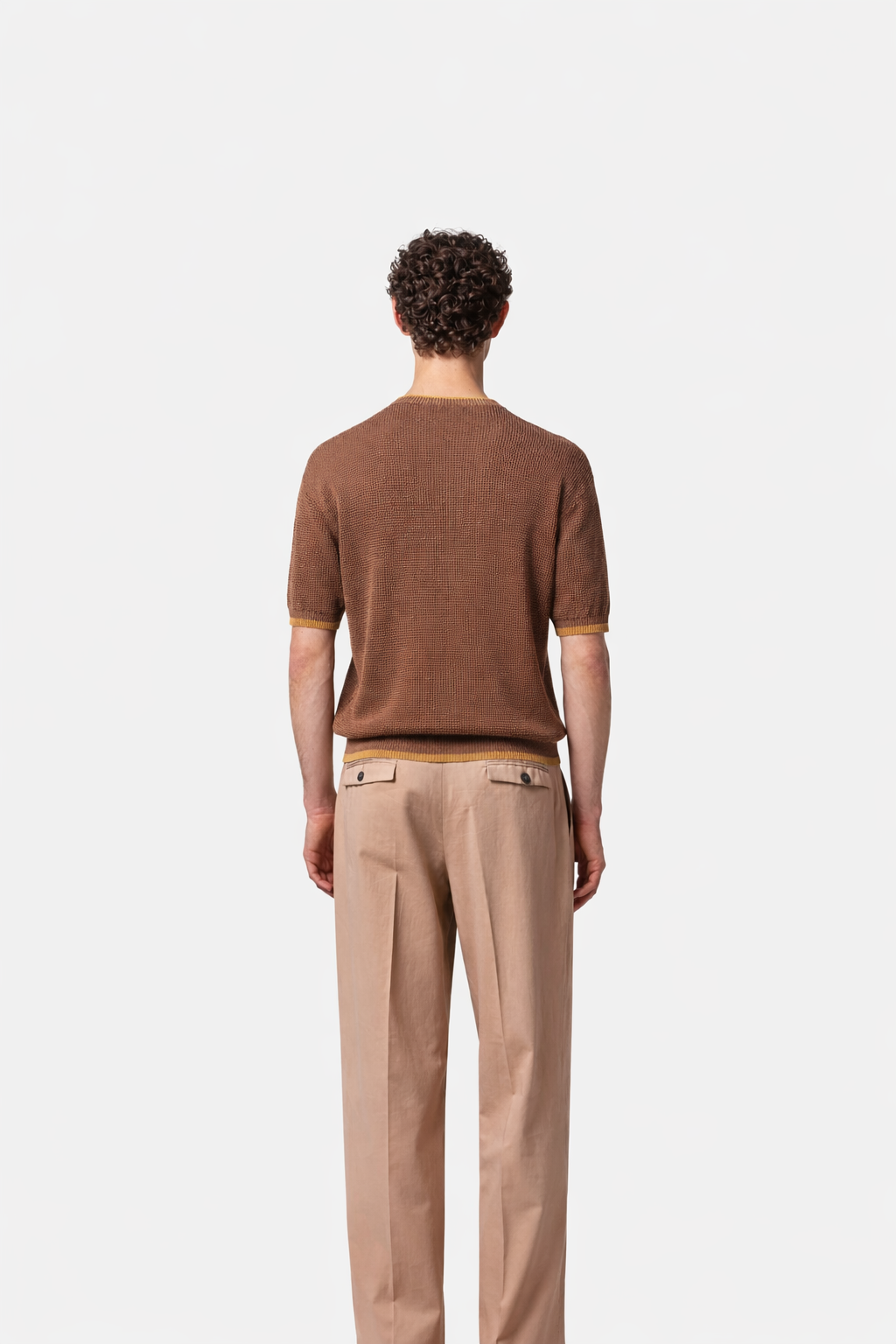 Textured Crew Neck T-Shirt Tabacco- Hombre Amsterdam