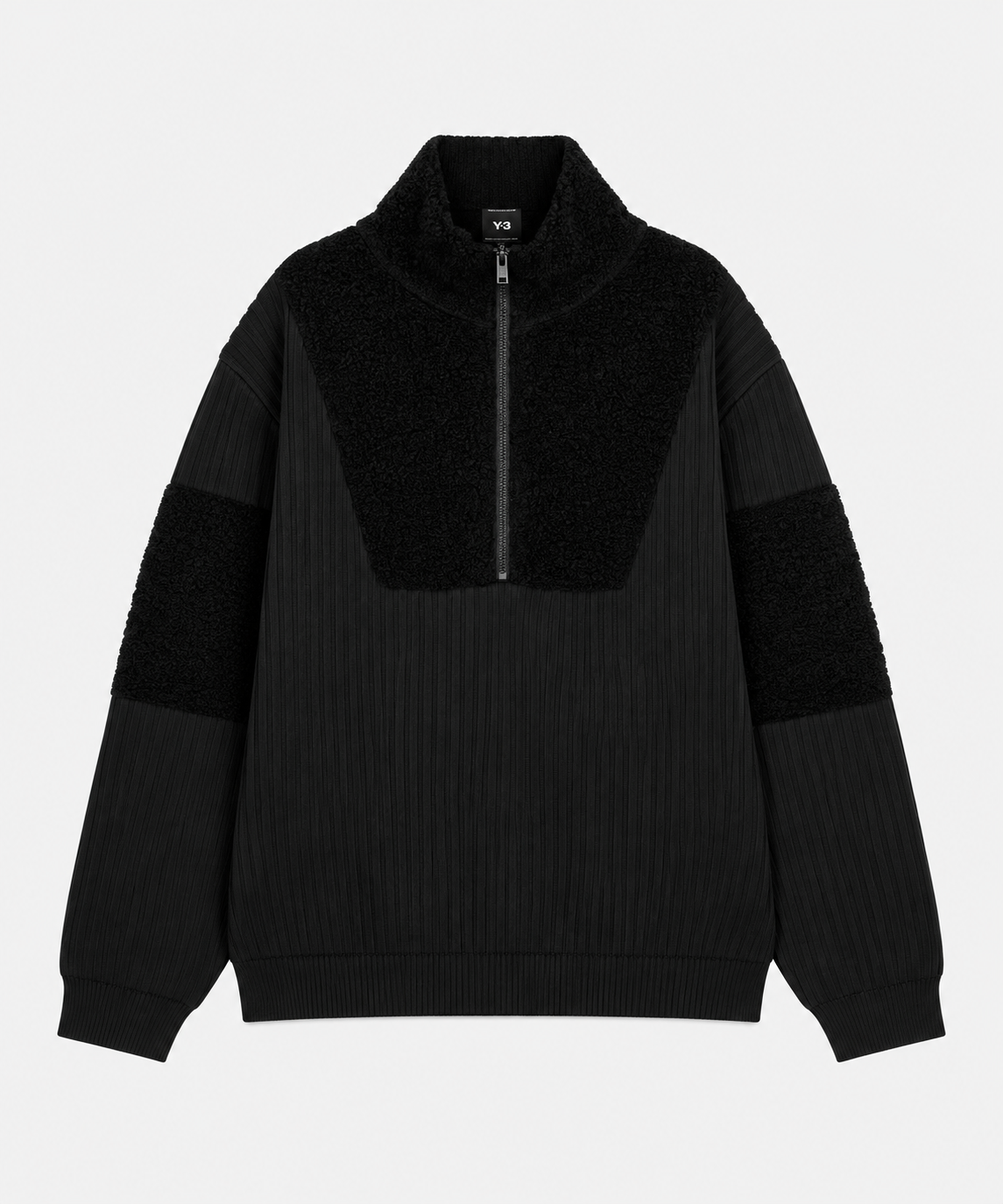 Knitted Panel Block Sweatshirt Black- Hombre Amsterdam