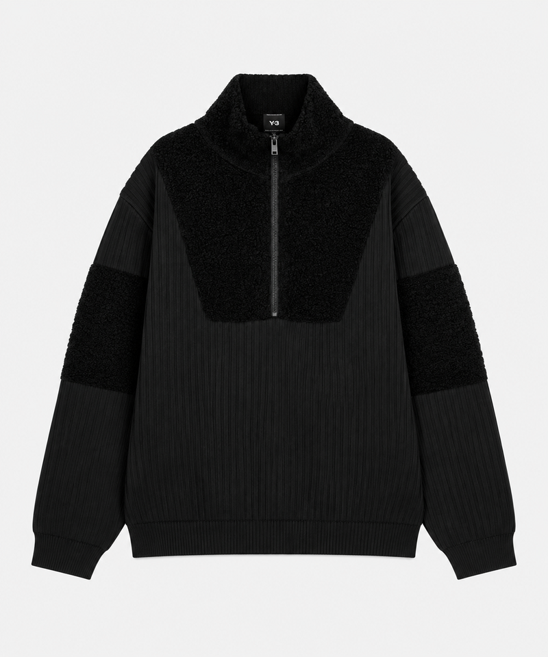 Knitted Panel Block Sweatshirt Black- Hombre Amsterdam