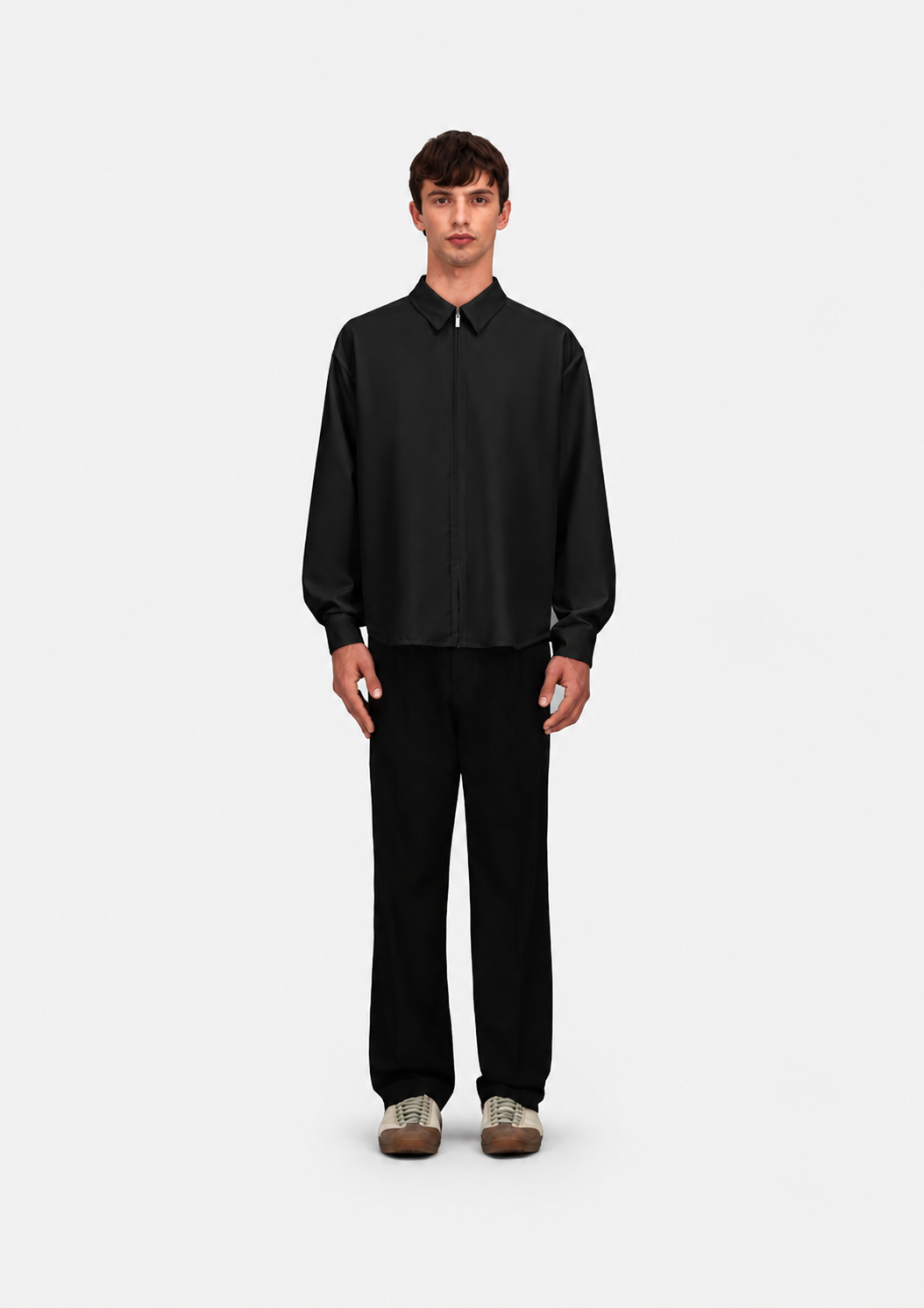 Shirt in Wool Touch Black- Hombre Amsterdam