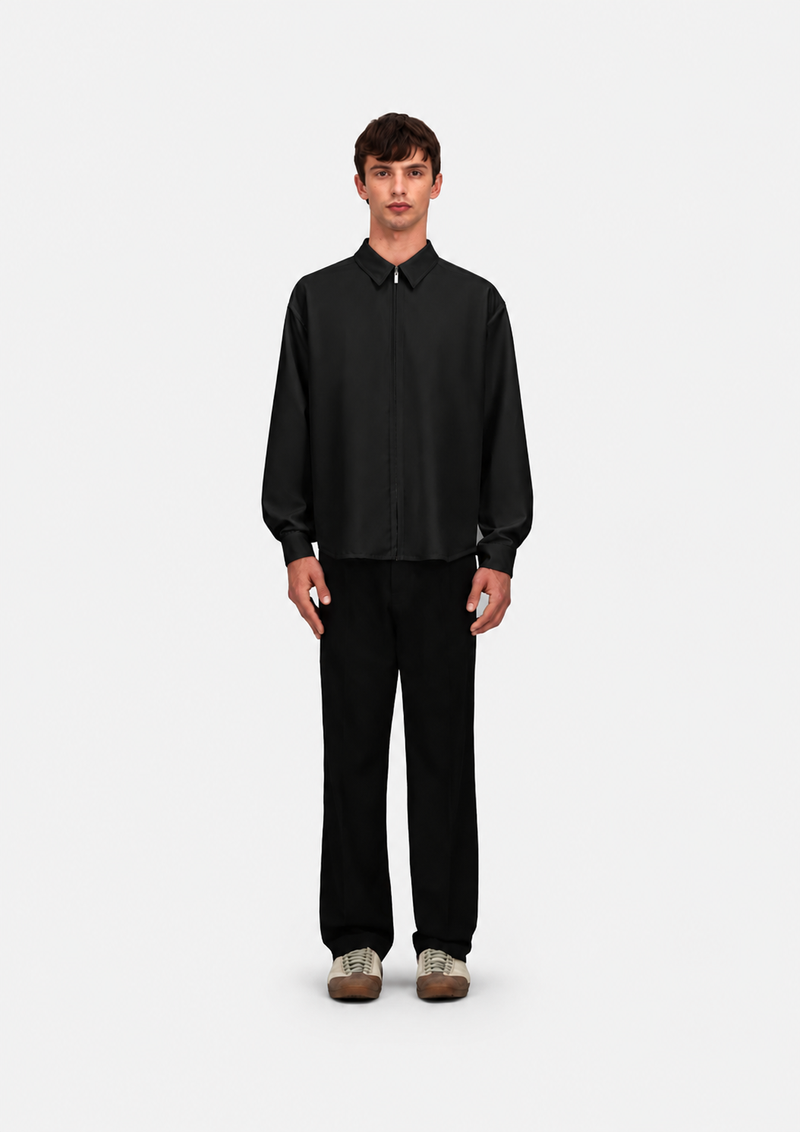 Shirt in Wool Touch Black- Hombre Amsterdam