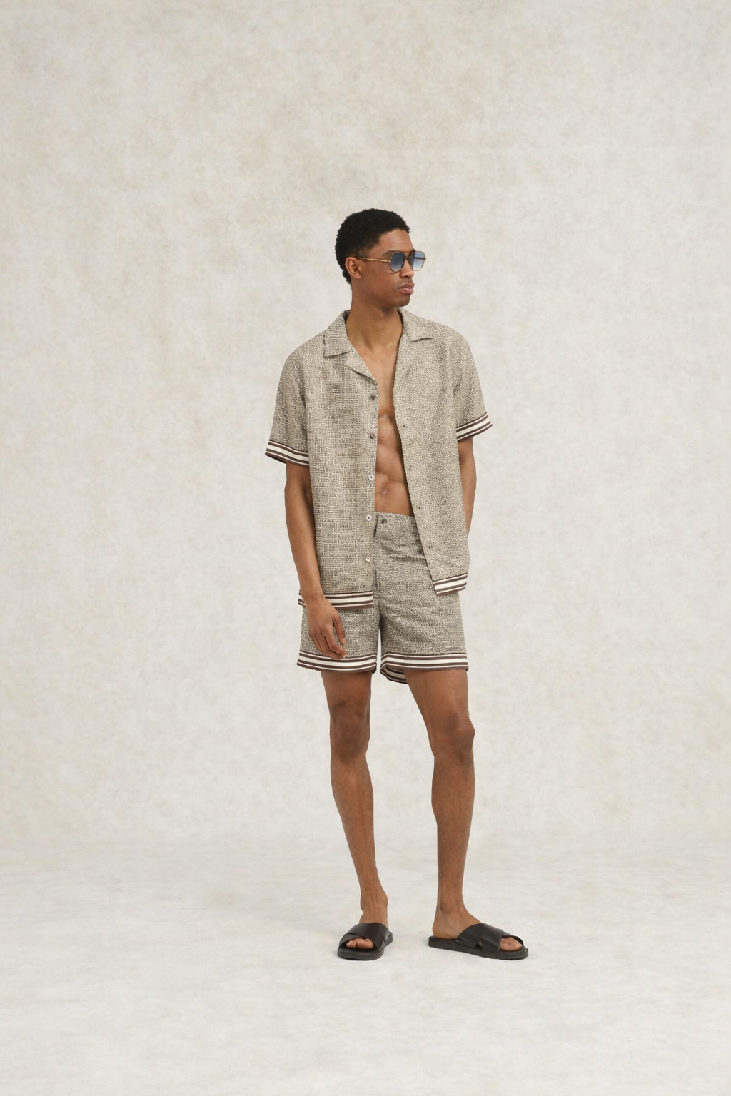 Lucena Printed Swimshort Light Brown- Hombre Amsterdam