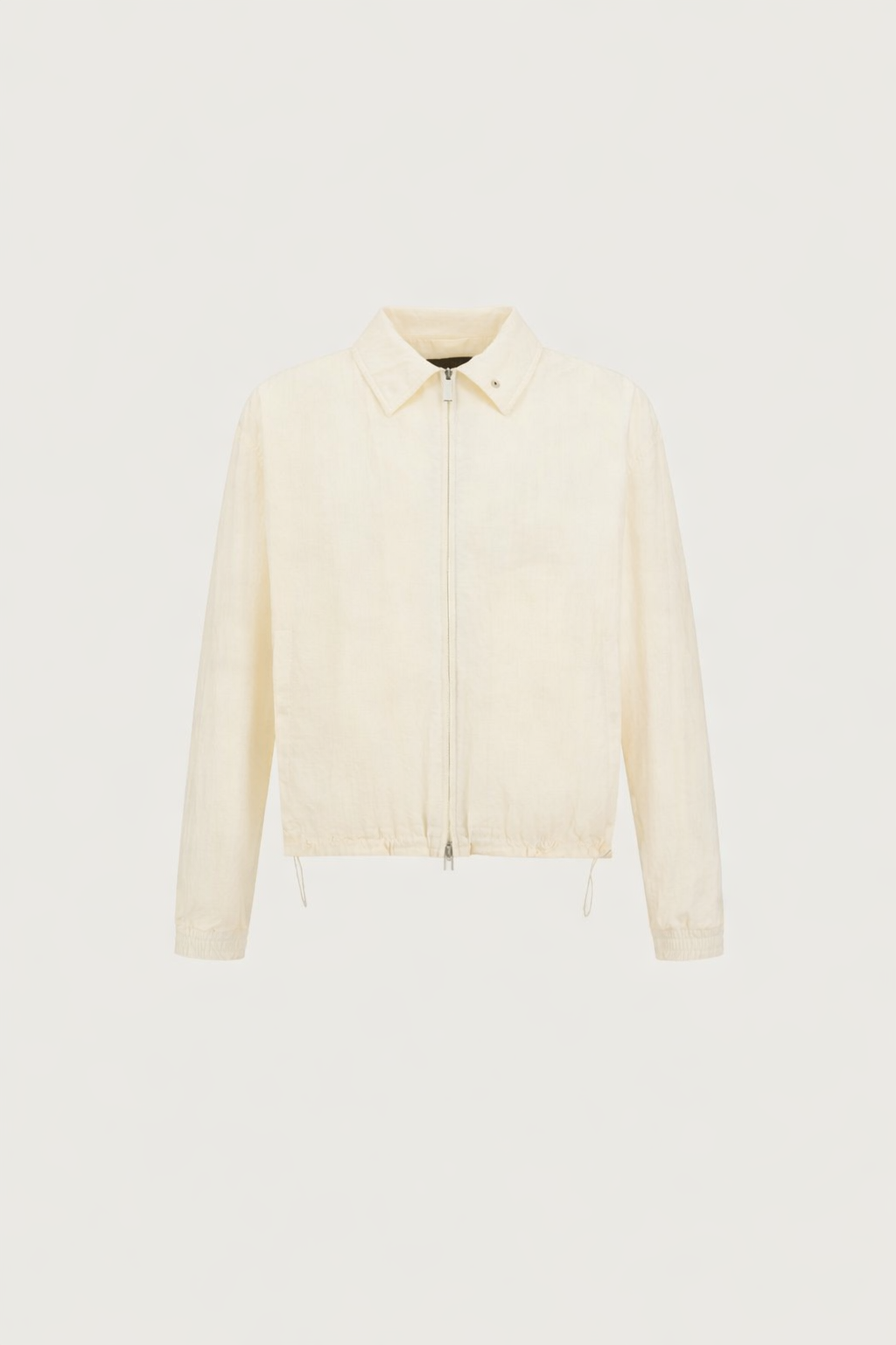 Zipped Shacket In Tech-Crinckle Off-White- Hombre Amsterdam