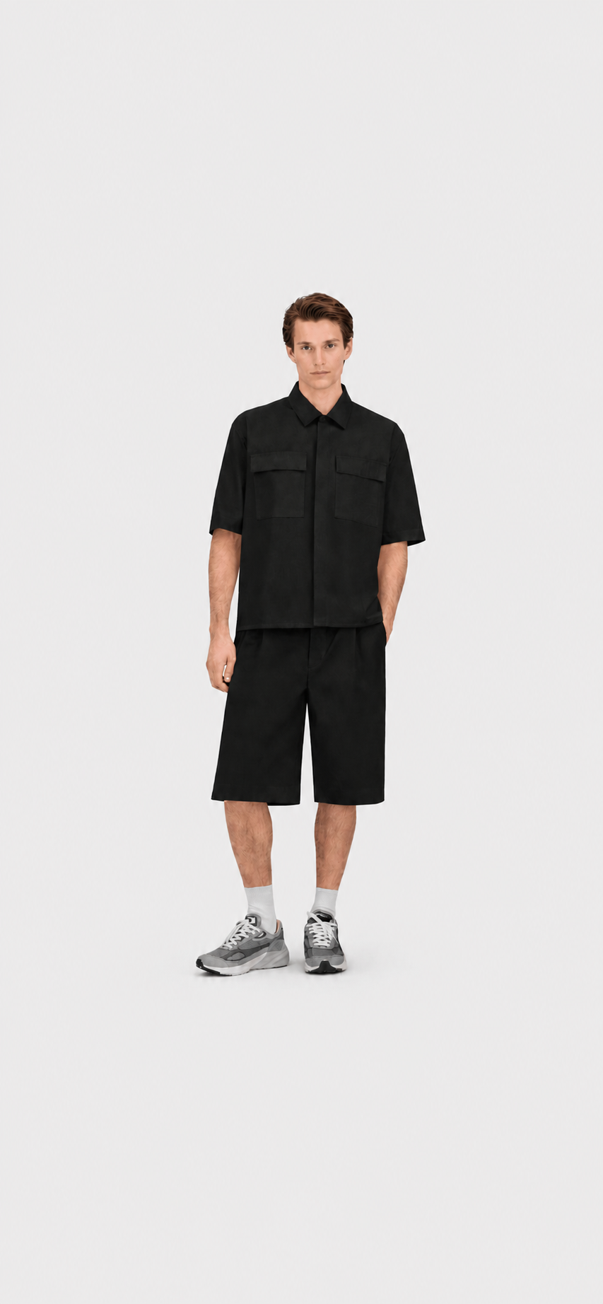 Wool Shirt Short Sleeves Black- Hombre Amsterdam
