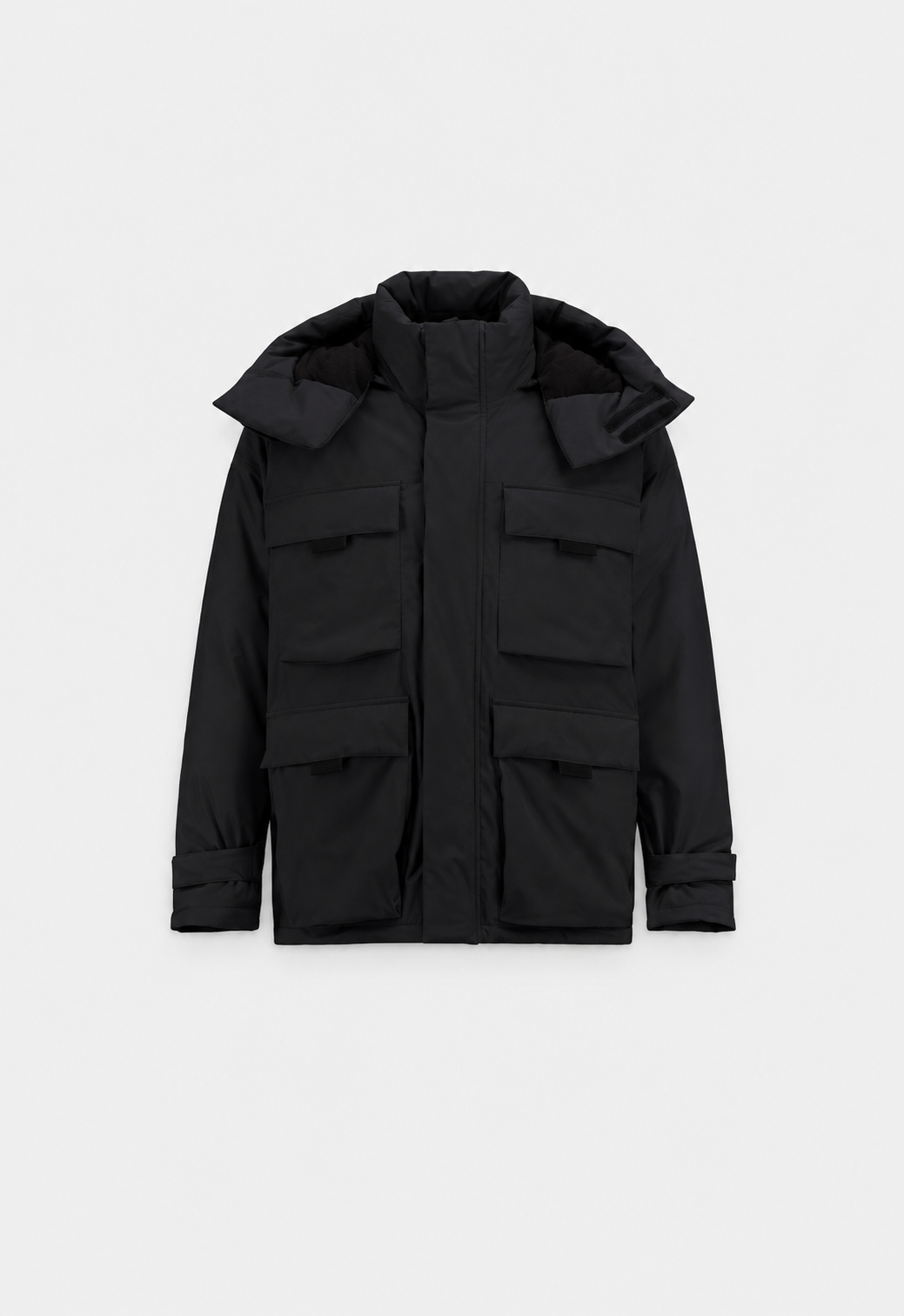 Short Parka In Stretch Down Black- Hombre Amsterdam