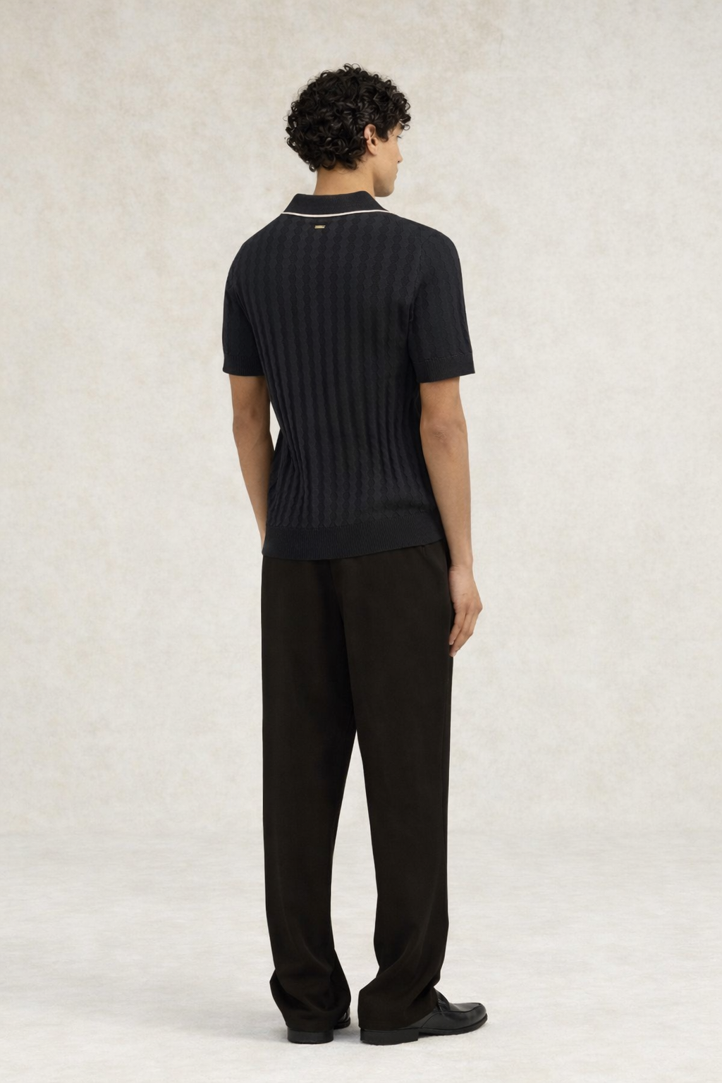 Scottie Open Neck Polo Black- Hombre Amsterdam