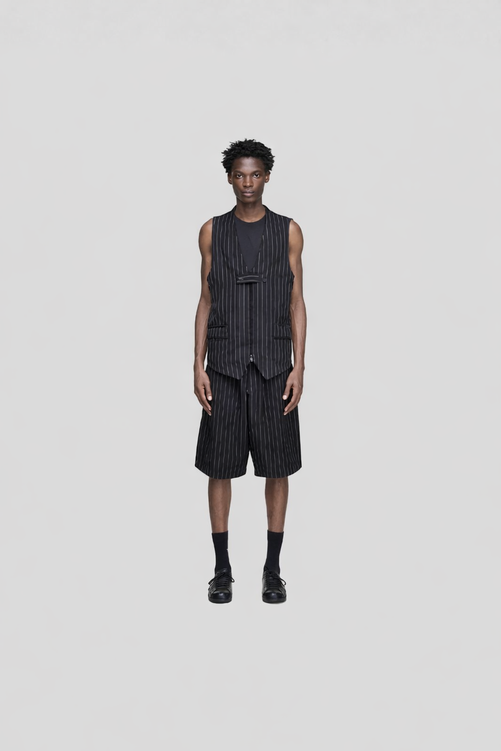 Pinstripe Sport Uniform Shorts Black- Hombre Amsterdam