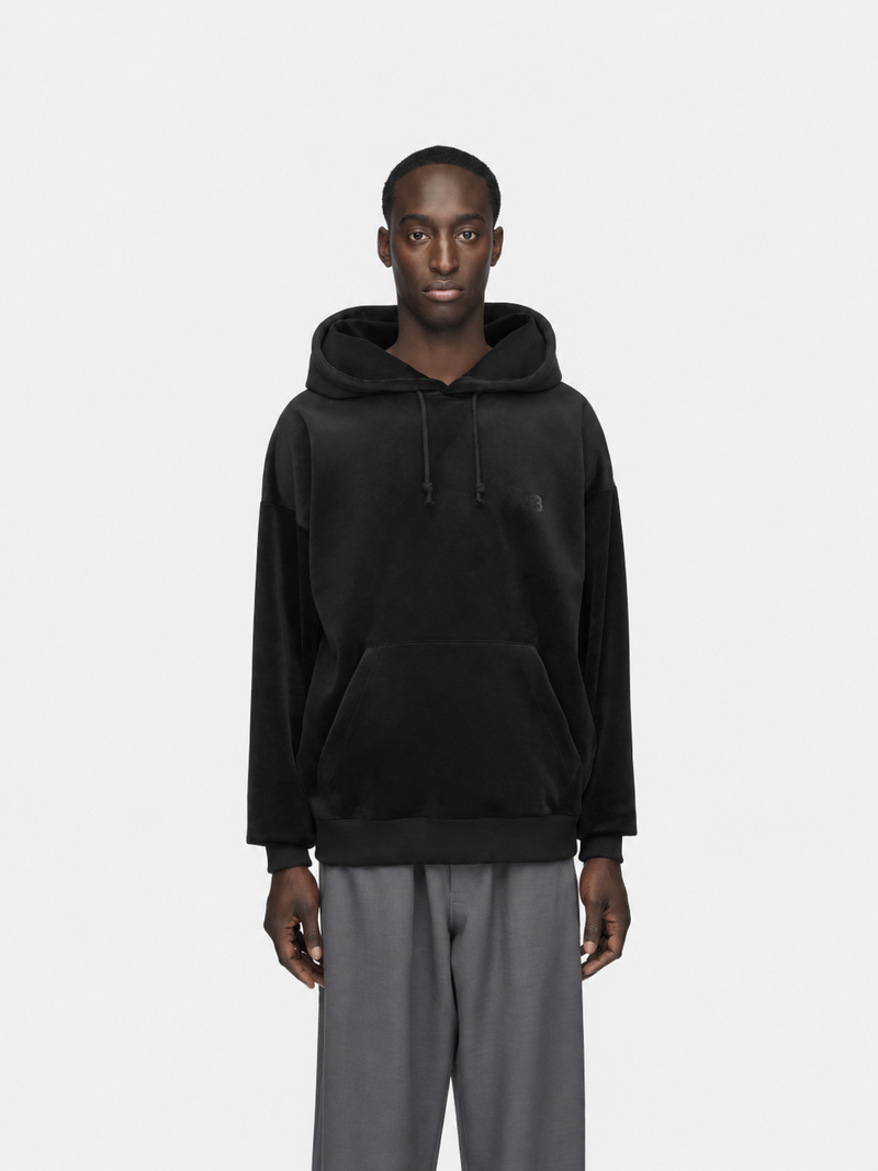 Velvet Corduroy Hoodie Black- Hombre Amsterdam
