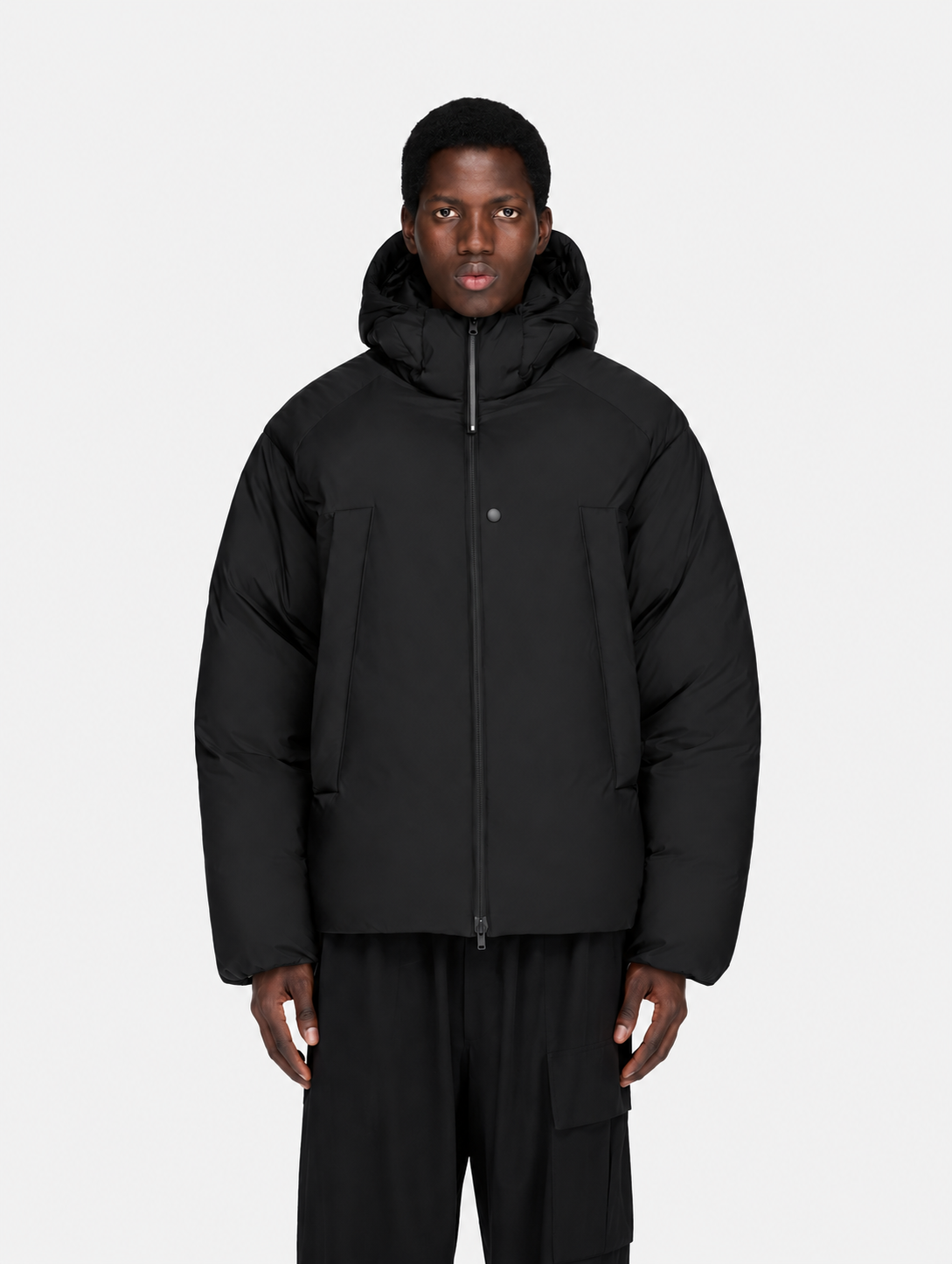 Hooded Black Puffer Jacket- Hombre Amsterdam