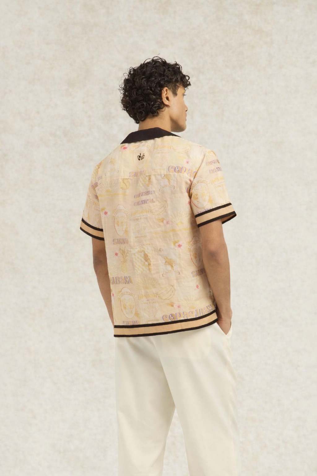 Monte Cristo Printed Linen Shirt Ecru- Hombre Amsterdam
