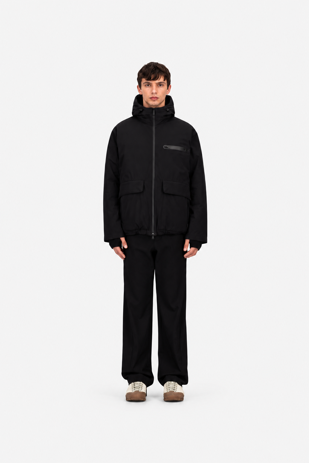 Short Black Parka In 2L Goretex- Hombre Amsterdam