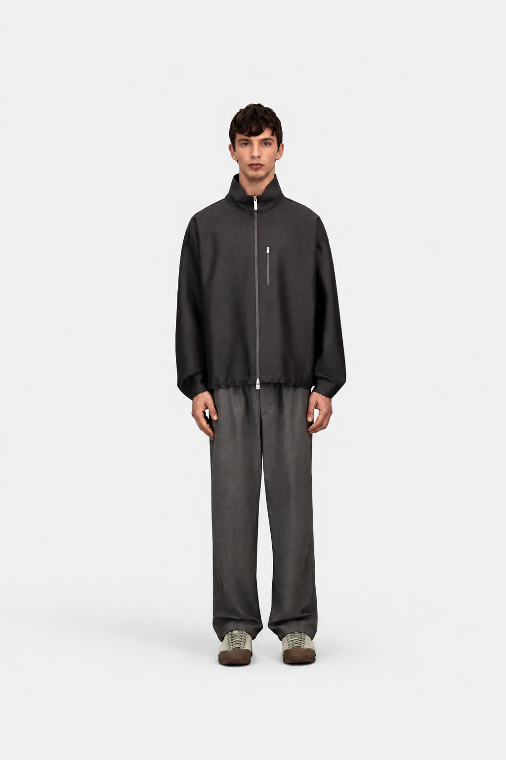 Jacket In Compact Wool Grey- Hombre Amsterdam