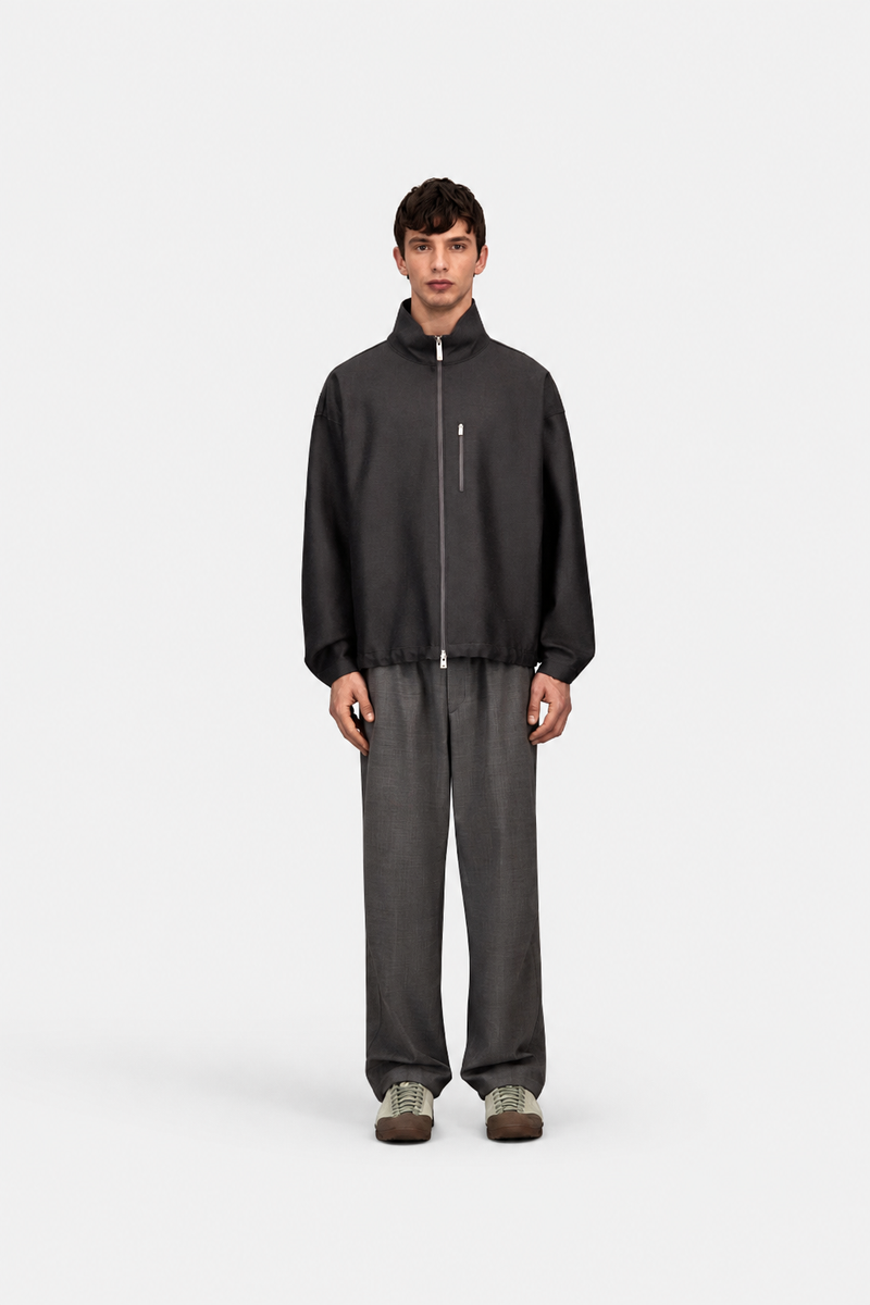Jacket In Compact Wool Grey- Hombre Amsterdam