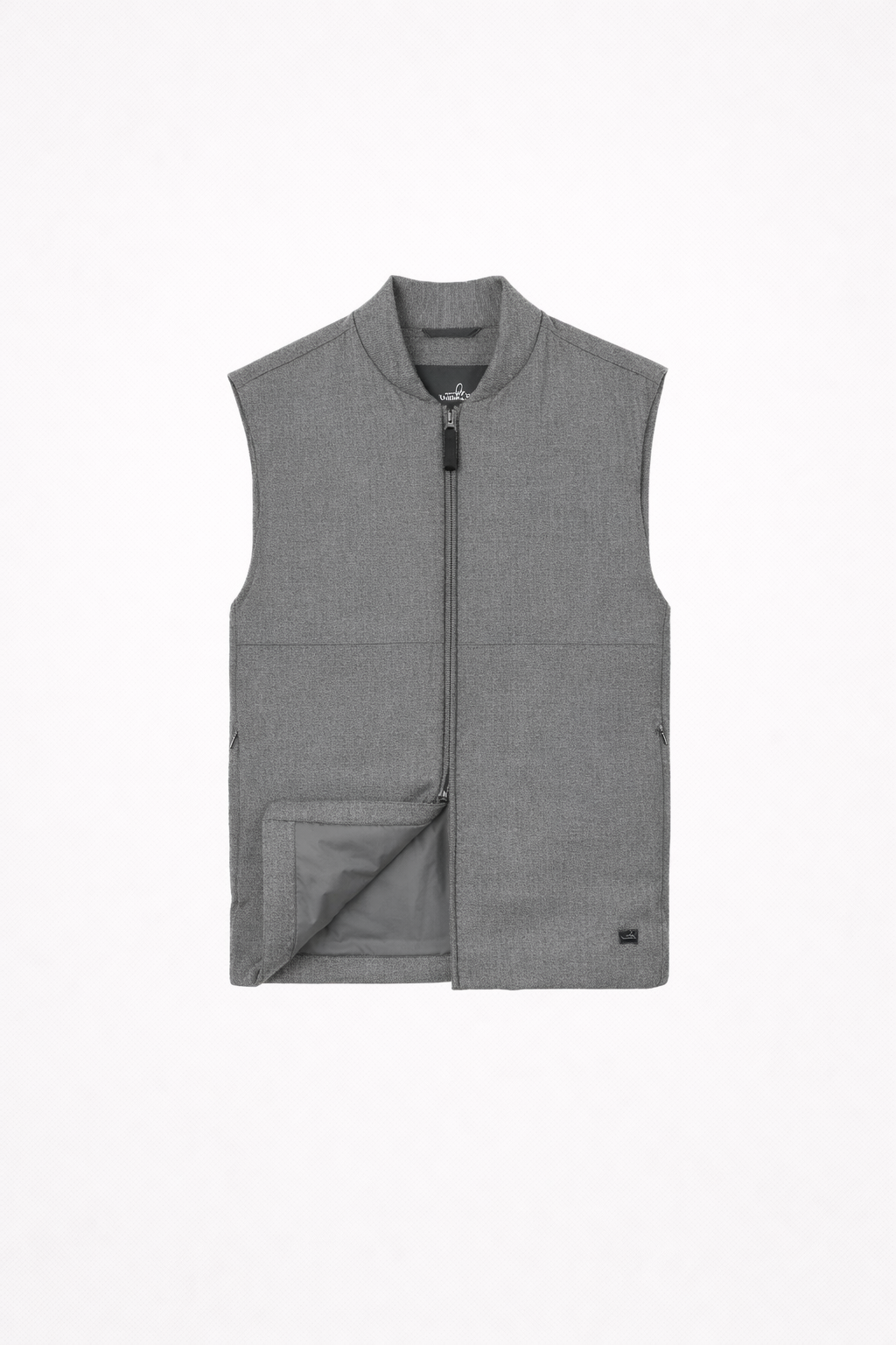 Mitch Stretch Wool Bomber Vest Mid Grey- Hombre Amsterdam