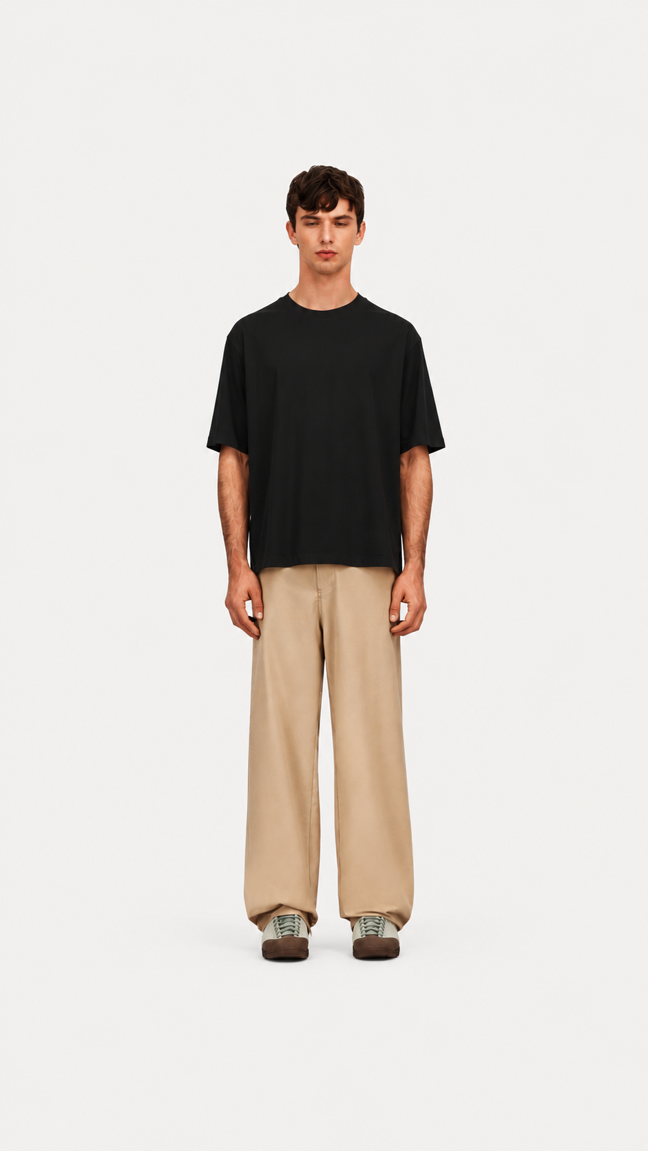 Mercerised Black T-Shirt Short Sleeves- Hombre Amsterdam