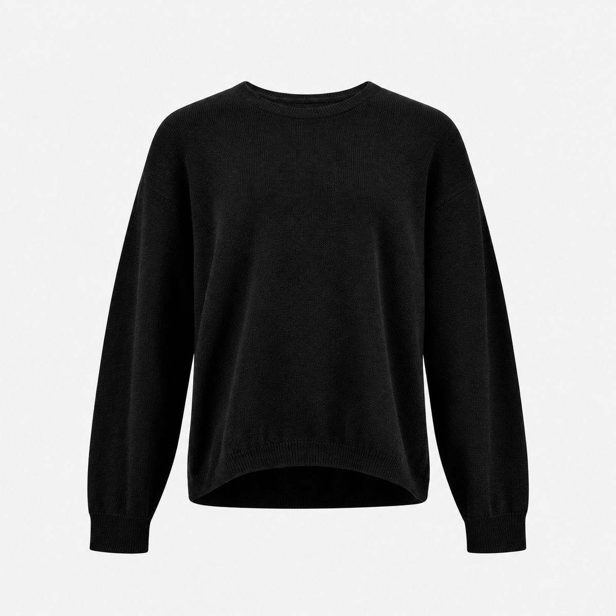 Crew-Neck Jumper In Soft Wool Black-Hombre Amsterdam