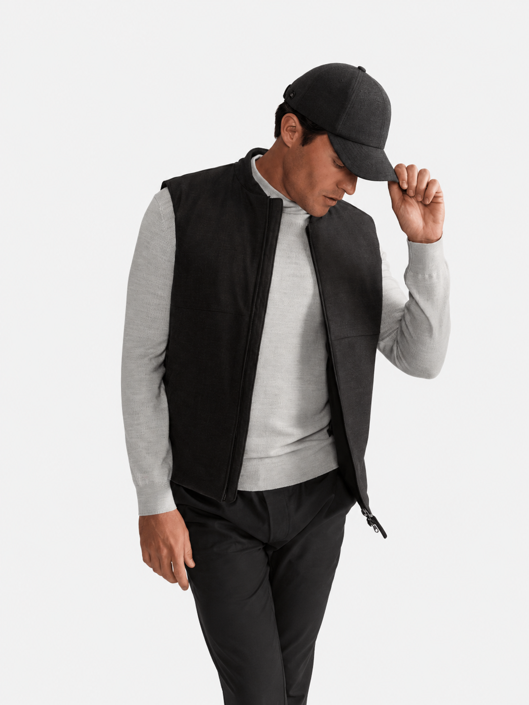 Mitch Stretch Wool Bomber Vest Dark Brown- Hombre Amsterdam